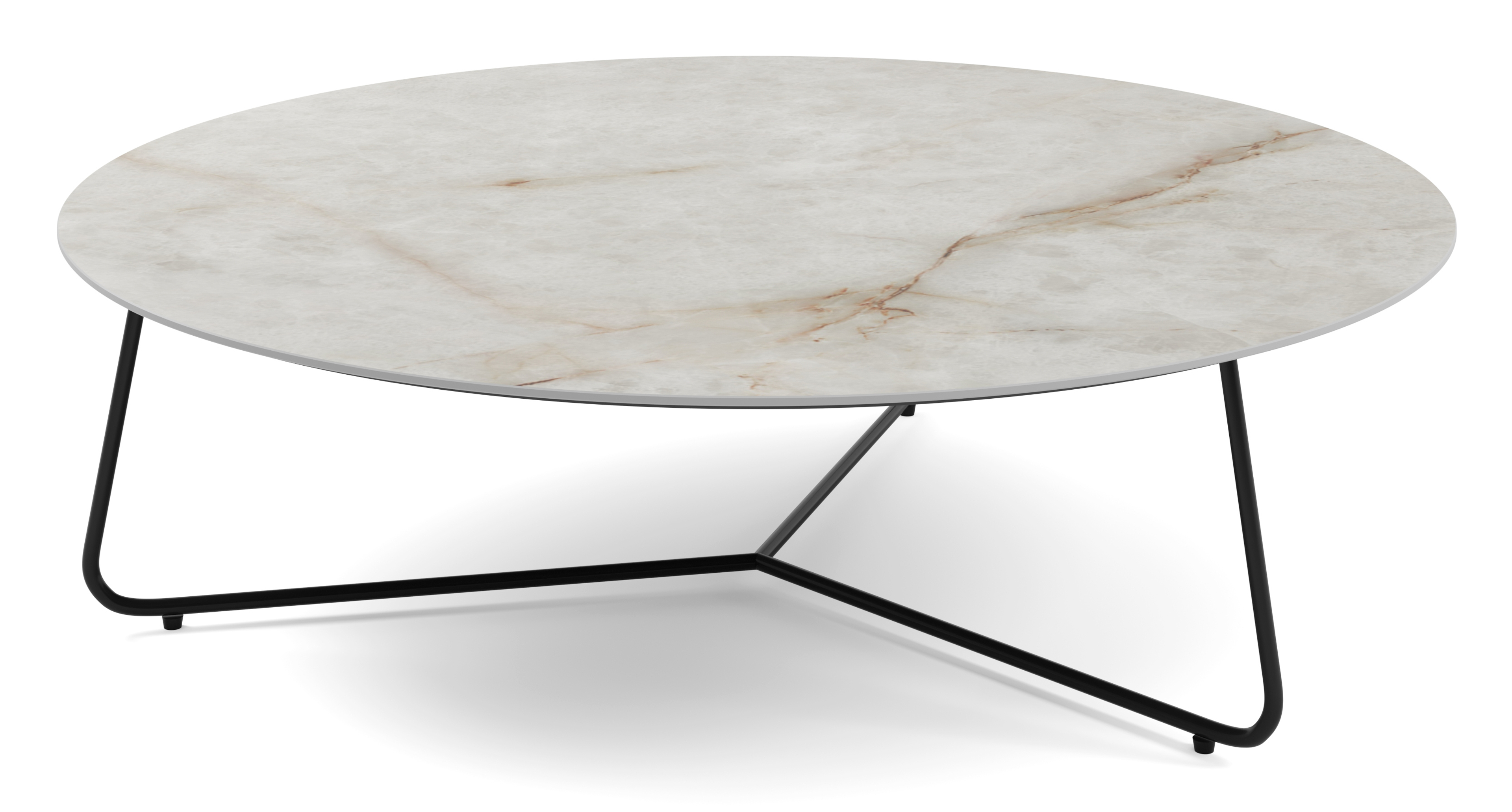 Salontafel Marzo onderstel zwart metaal met Ceramo blad keramiek in kleur Himalaya