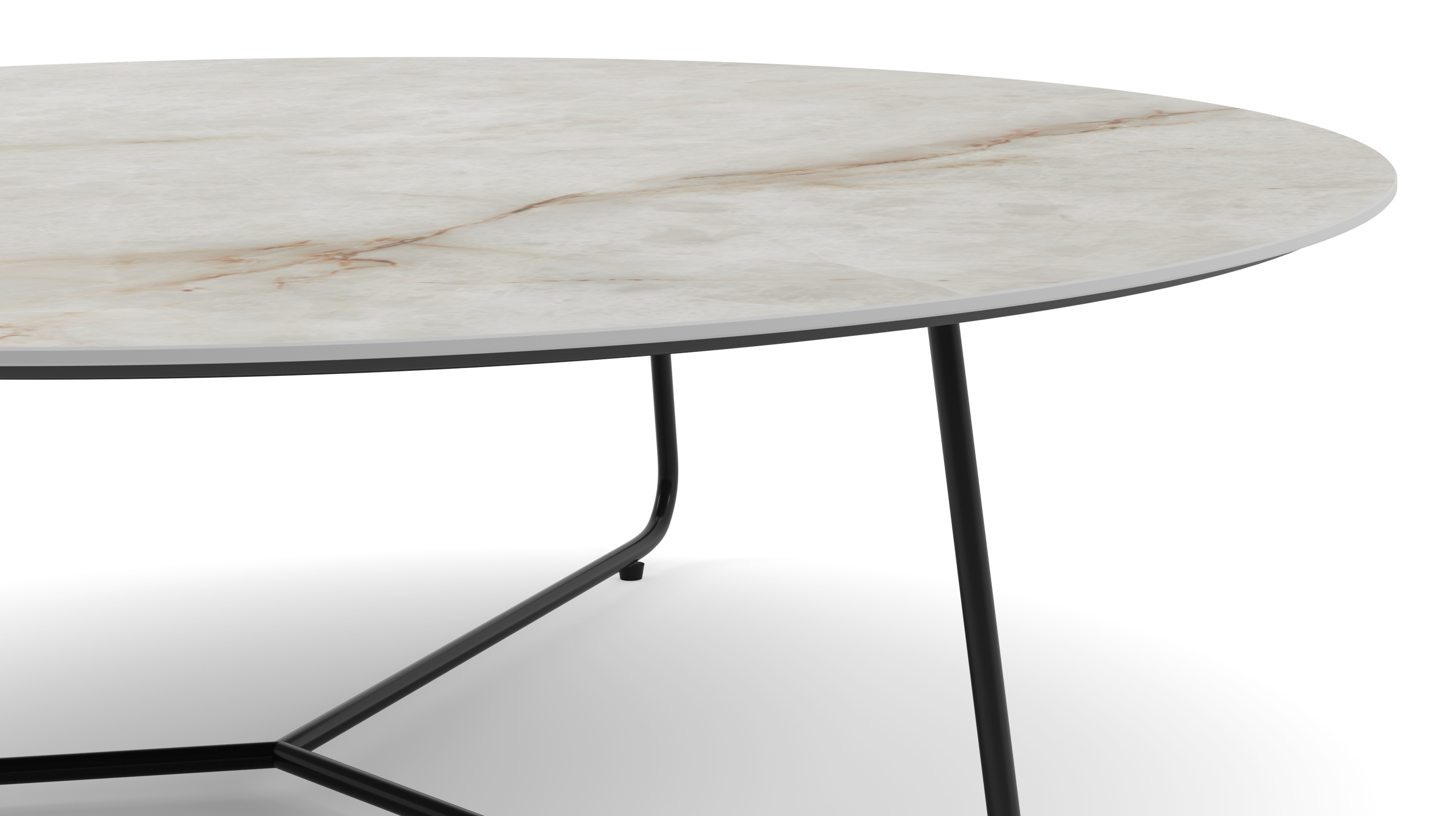 Salontafel Marzo onderstel zwart metaal met Ceramo blad keramiek in kleur Himalaya