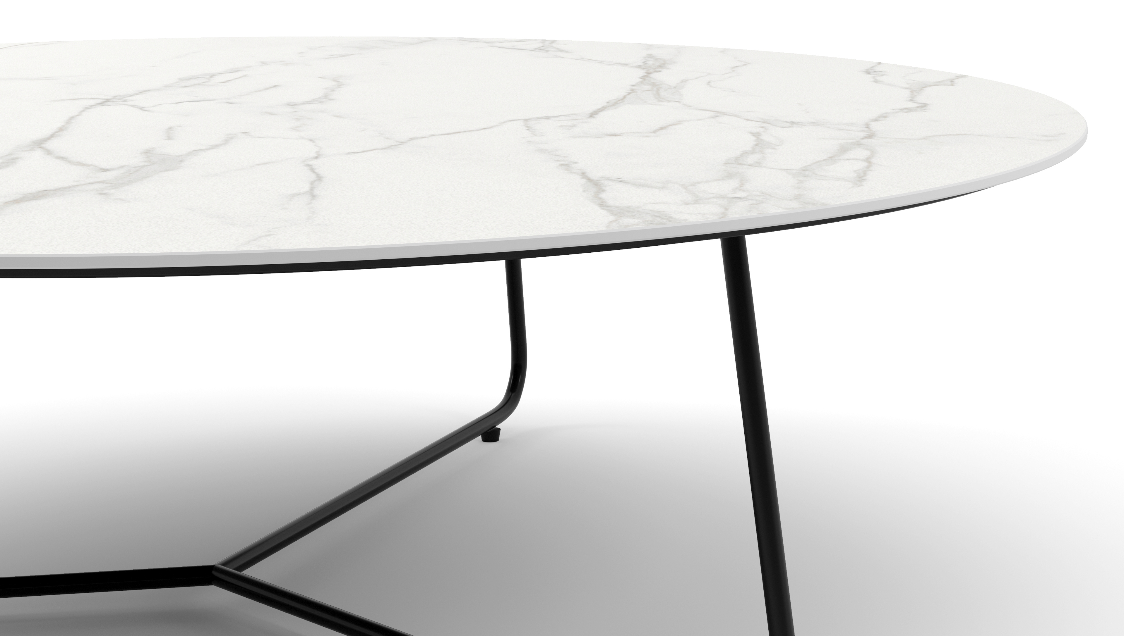 Table basse Marzo armature métal noir avec plateau de table Ceramo en céramique couleur Calacatta