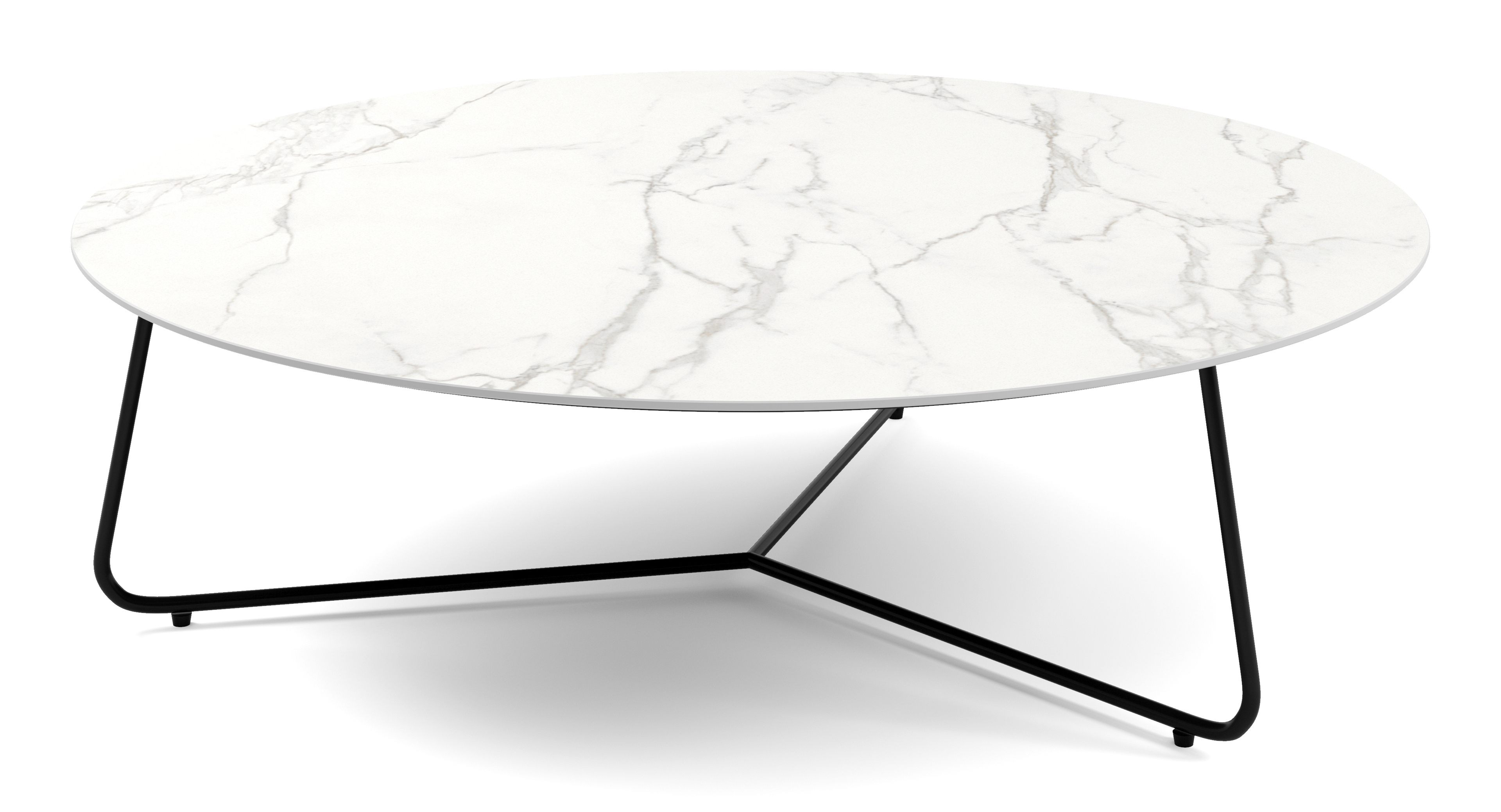 Table basse Marzo armature métal noir avec plateau de table Ceramo en céramique couleur Calacatta