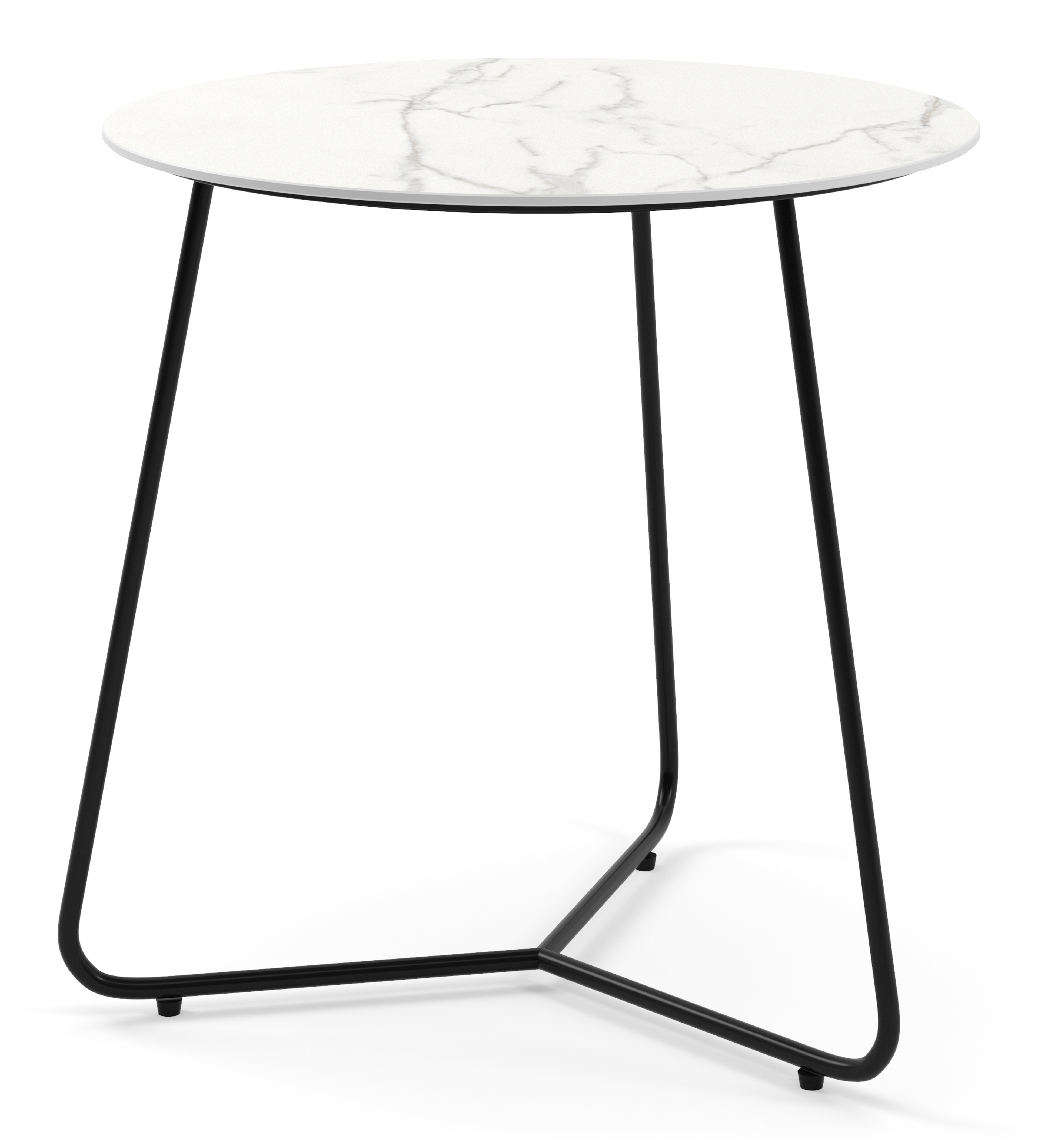 Bijzettafel Marzo onderstel zwart metaal met Ceramo blad keramiek in kleur Calacatta