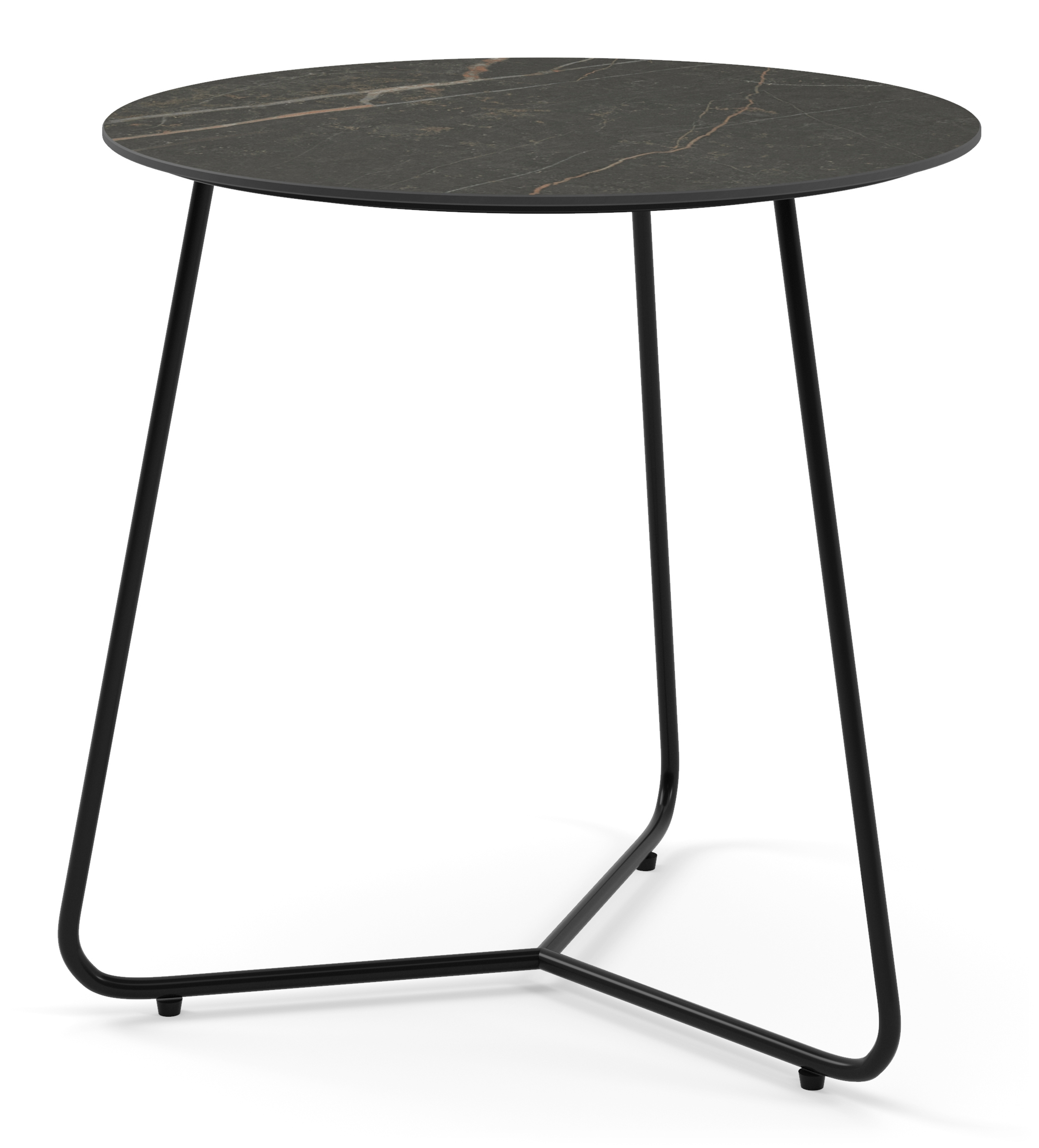 Bijzettafel Marzo onderstel zwart metaal met Ceramo blad keramiek in kleur Black Obsession