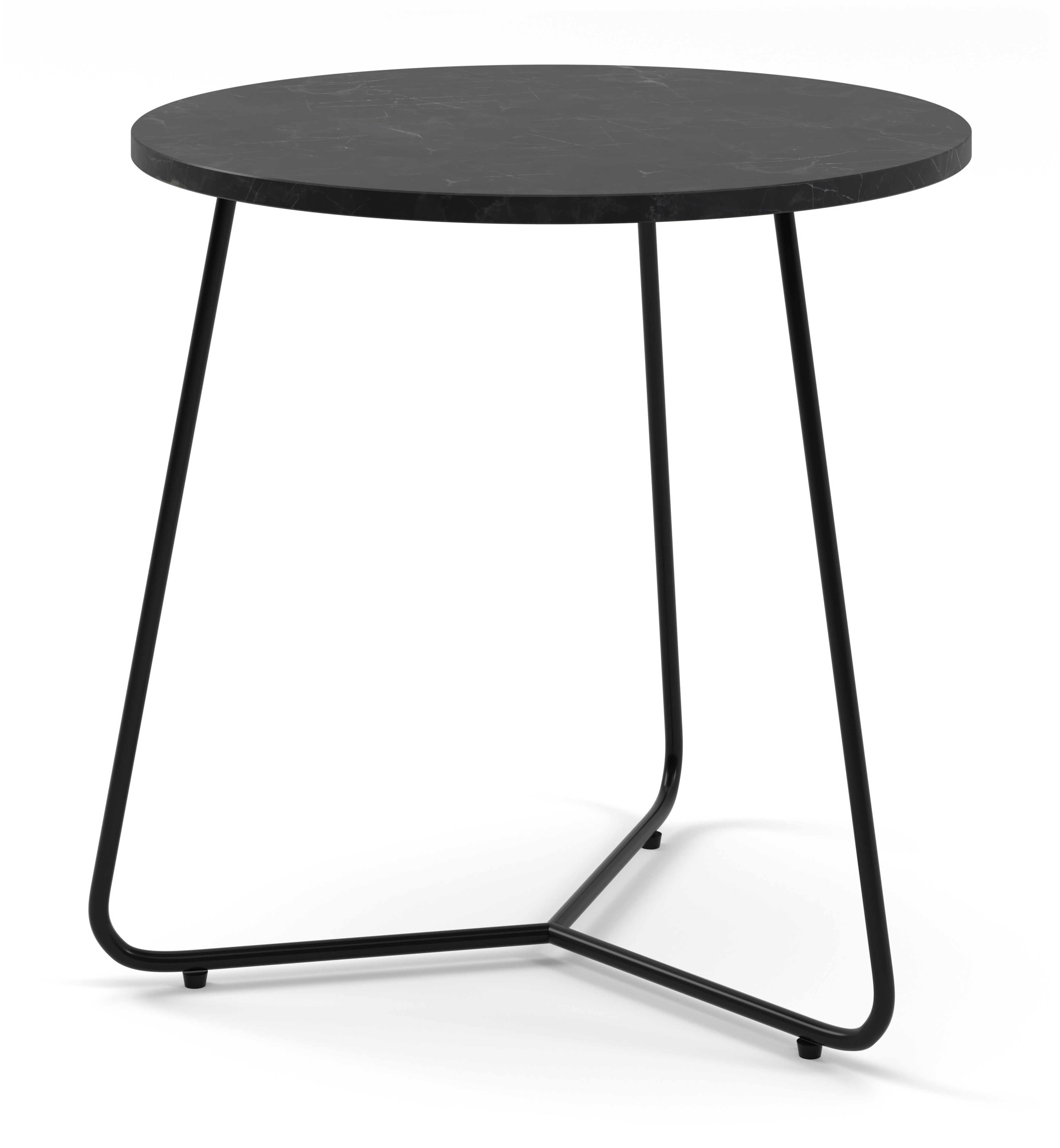 Table d'appoint Marzo armature métal noir avec plateau de table Pietro en marbre couleur Dark Coffee