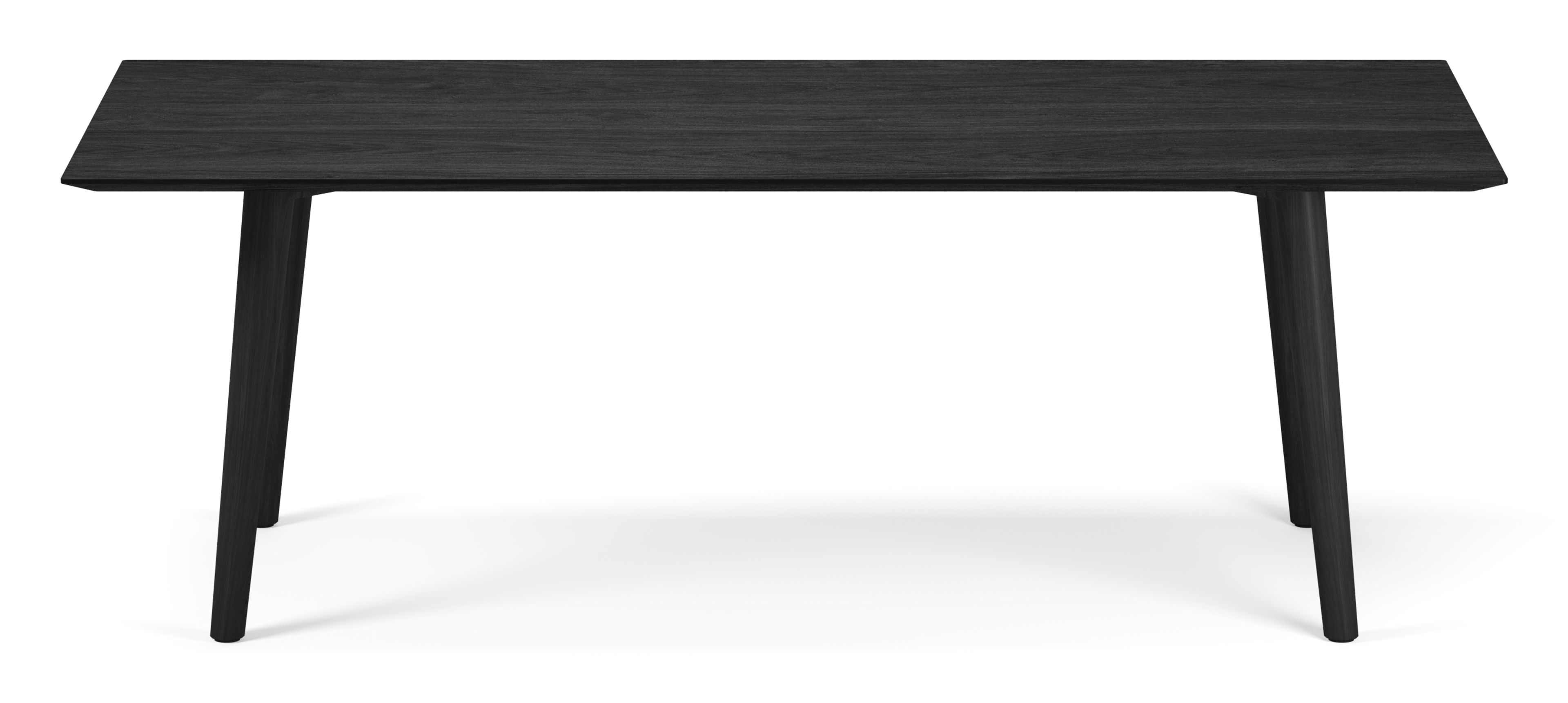 Eettafel Conico onderstel in zwarte eik met rechthoekig Finesso blad in zwarte eik 220 x 100 x 77 cm