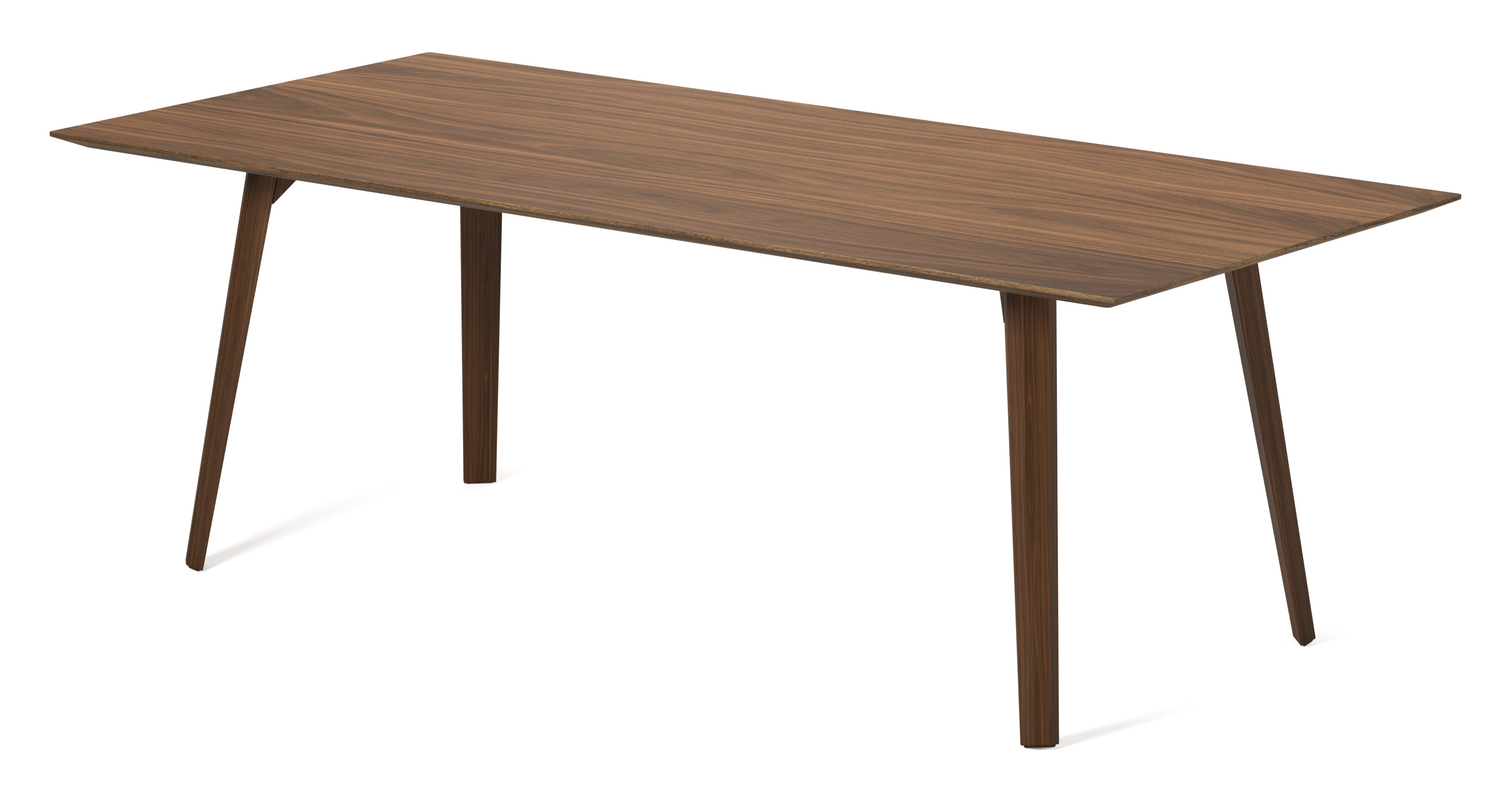 Eettafel Clino onderstel in walnoot met rechthoekig Finesso blad in walnoot 220 x 100 x 76 cm