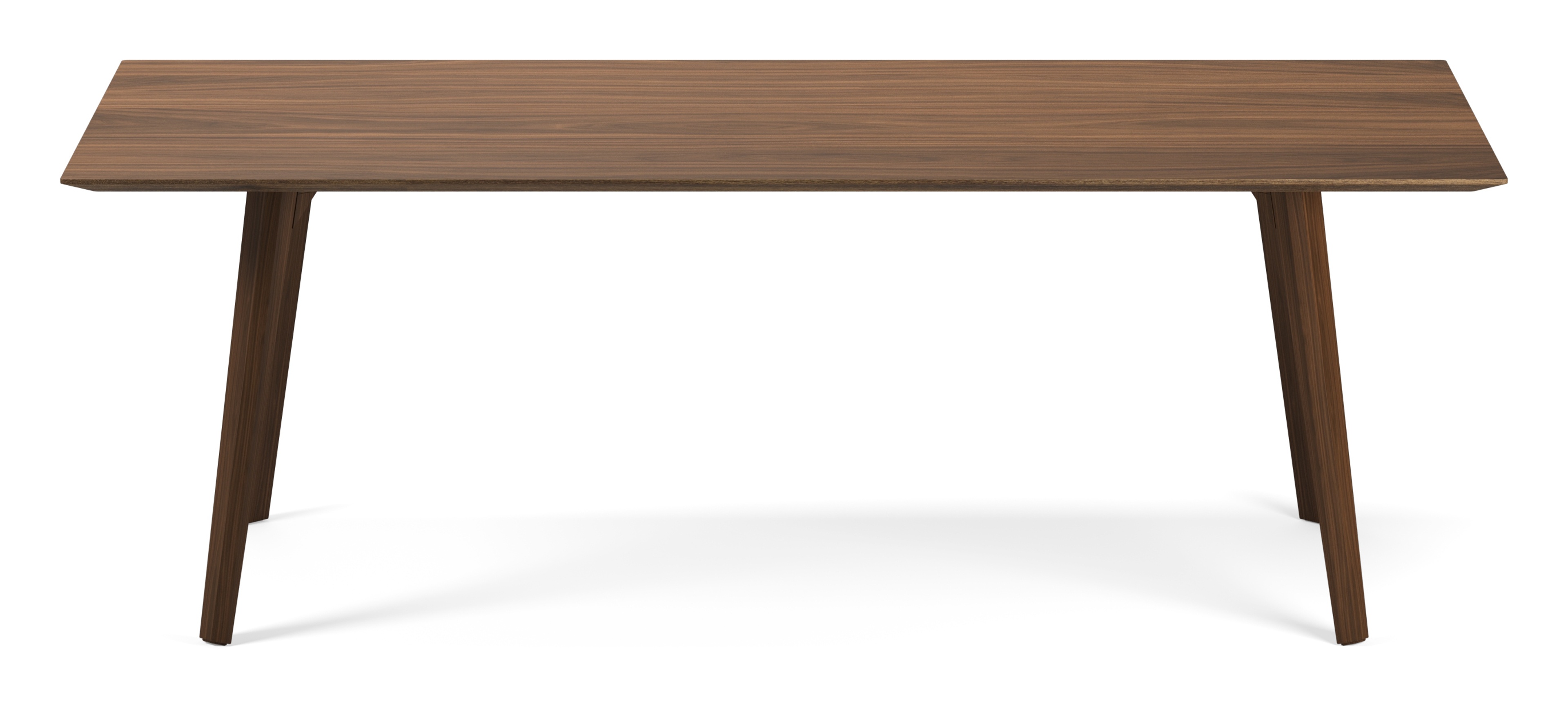 Eettafel Clino onderstel in walnoot met rechthoekig Finesso blad in walnoot 220 x 100 x 76 cm