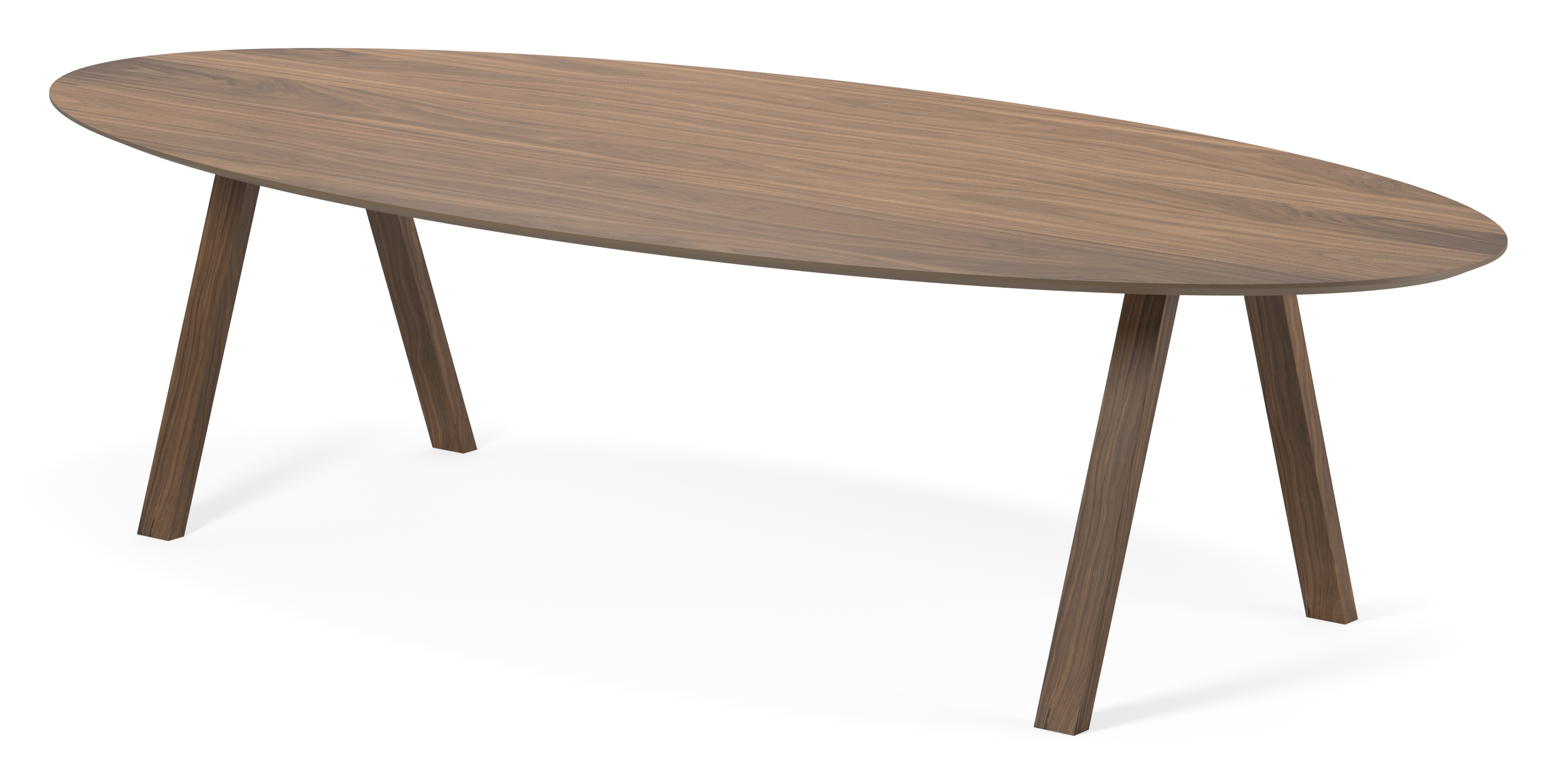Table de salle à manger Tiendo armature in walnoot met ovaal Finesso blad in walnoot 300 x 140 x 76 cm
