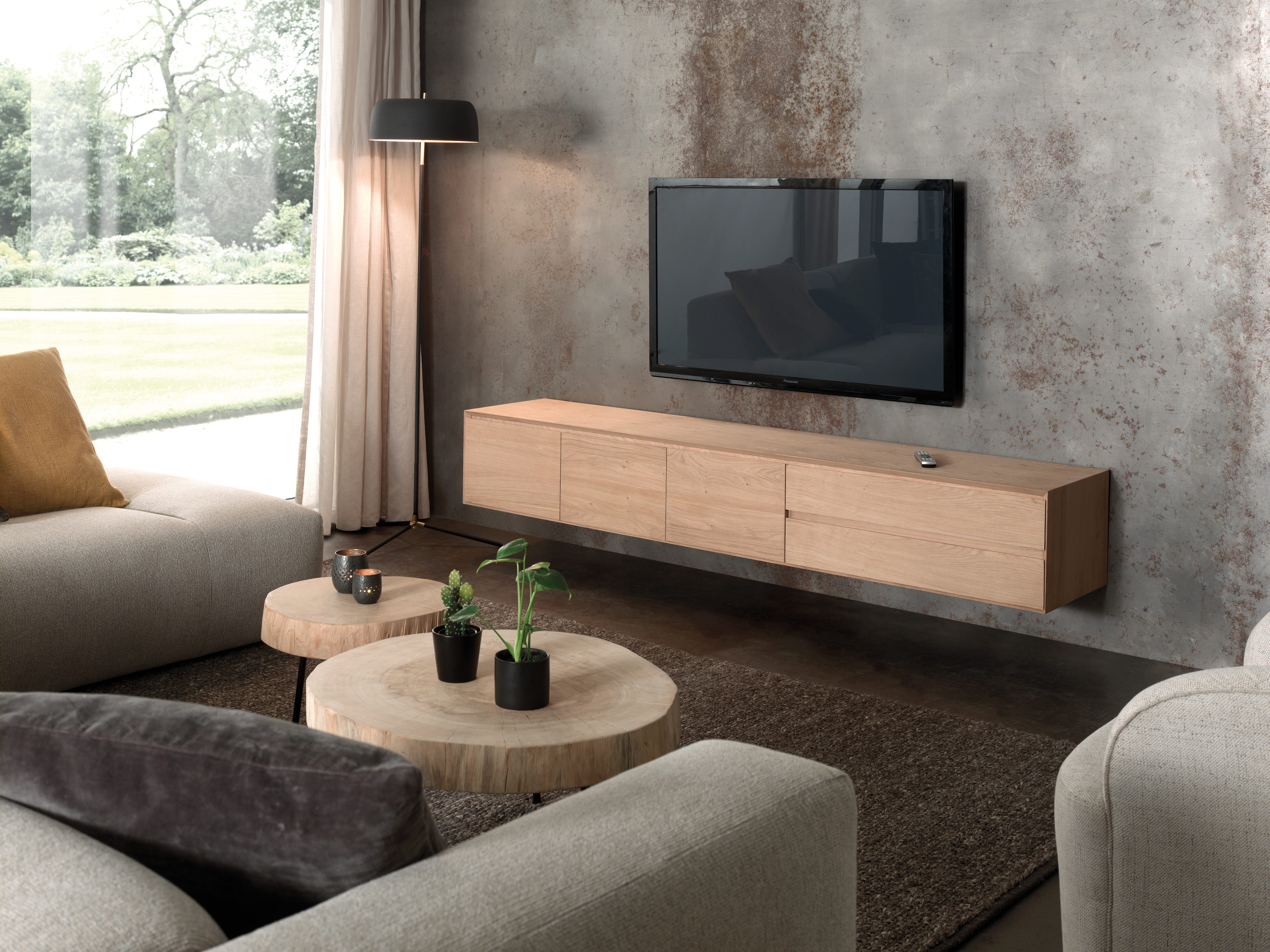 Arno tv-meubel in natuurkleurige eik 220 x 45 cm