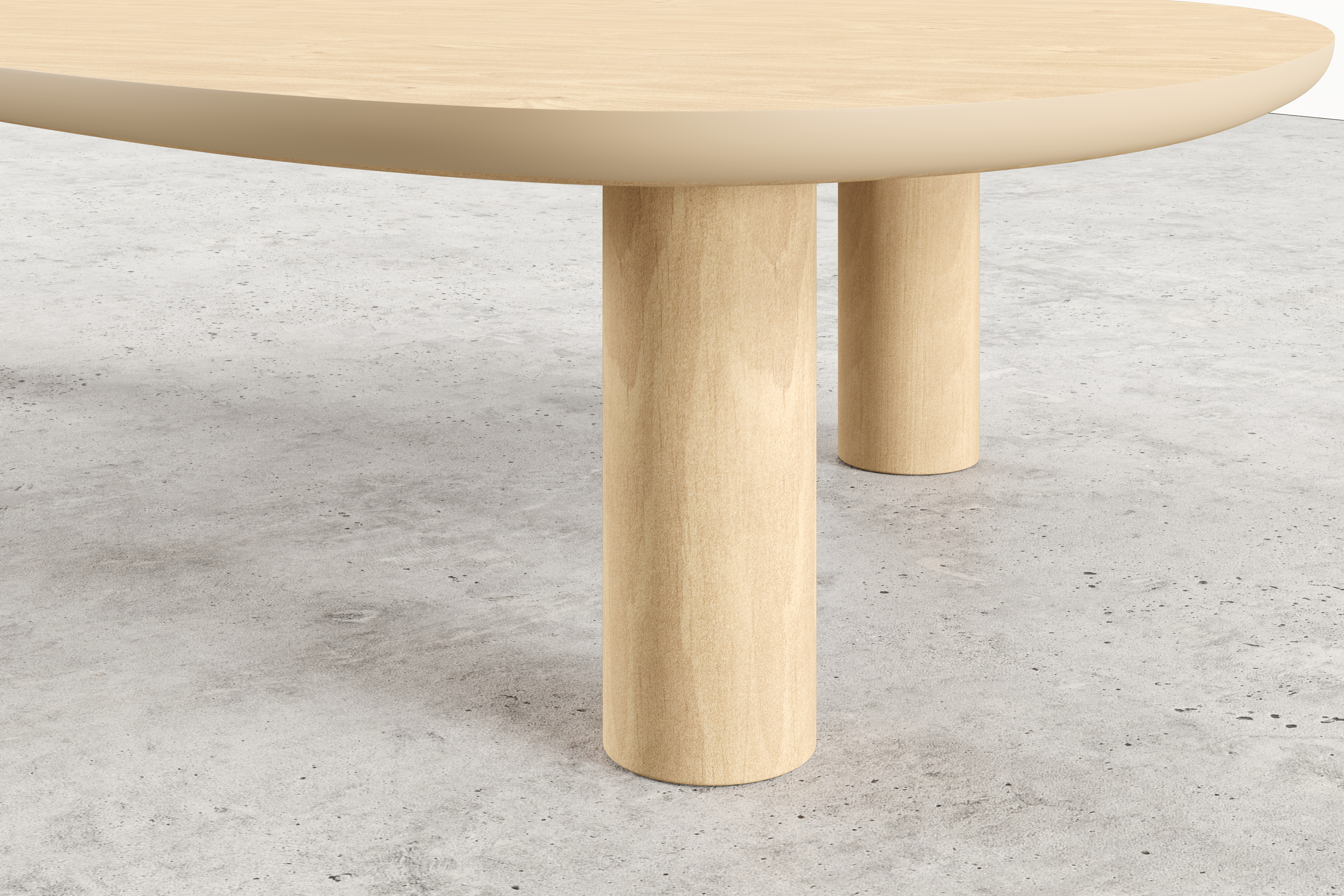 Table basse Amato XSmall Rondo armature avec plateau Amato en forme plectrum en chêne couleur naturelle 180 x 125 x 39 cm