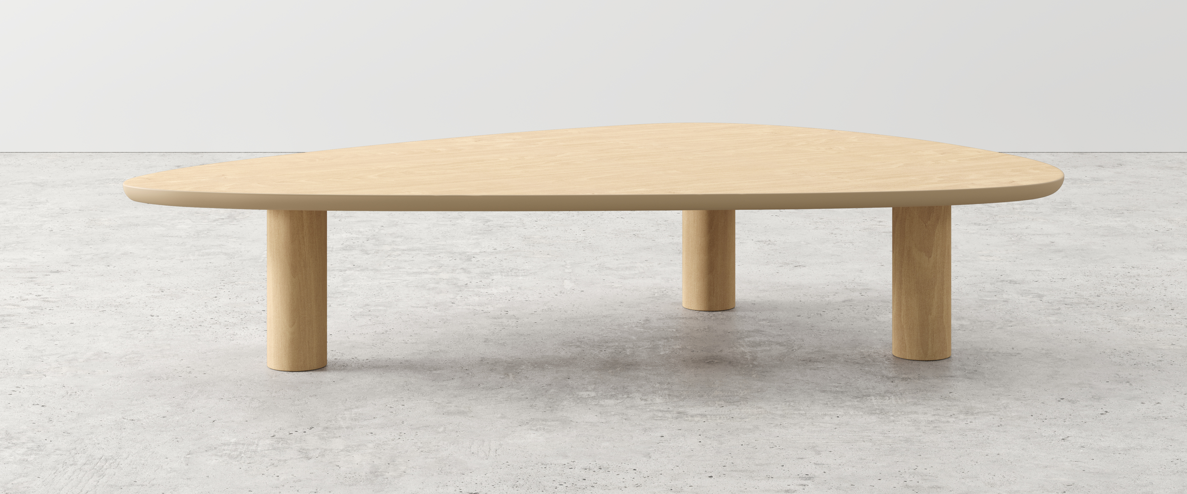 Table basse Amato XSmall Rondo armature avec plateau Amato en forme plectrum en chêne couleur naturelle 180 x 125 x 39 cm