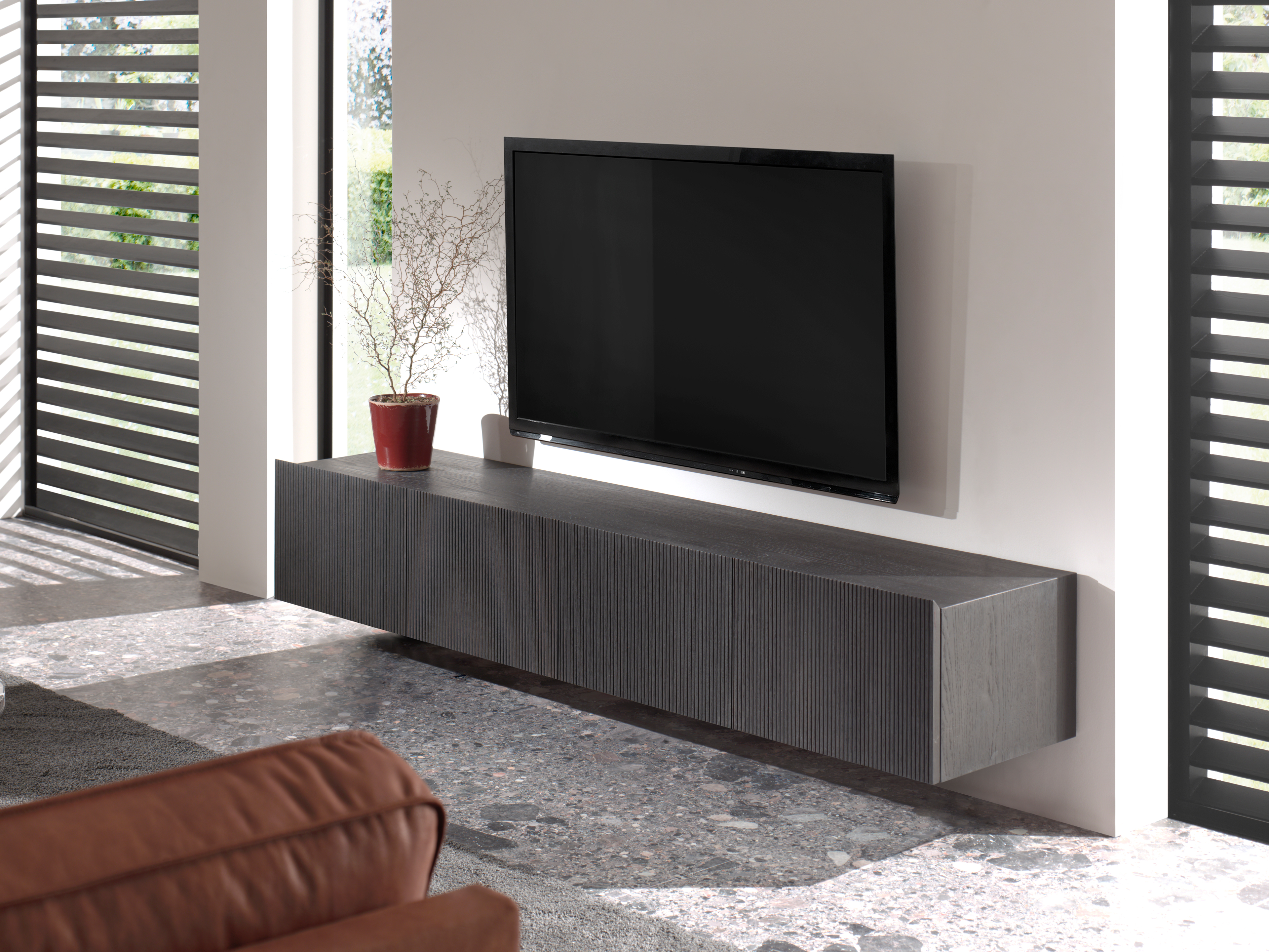 Grivolo tv-meubel in zwarte eik 183 x 45 cm