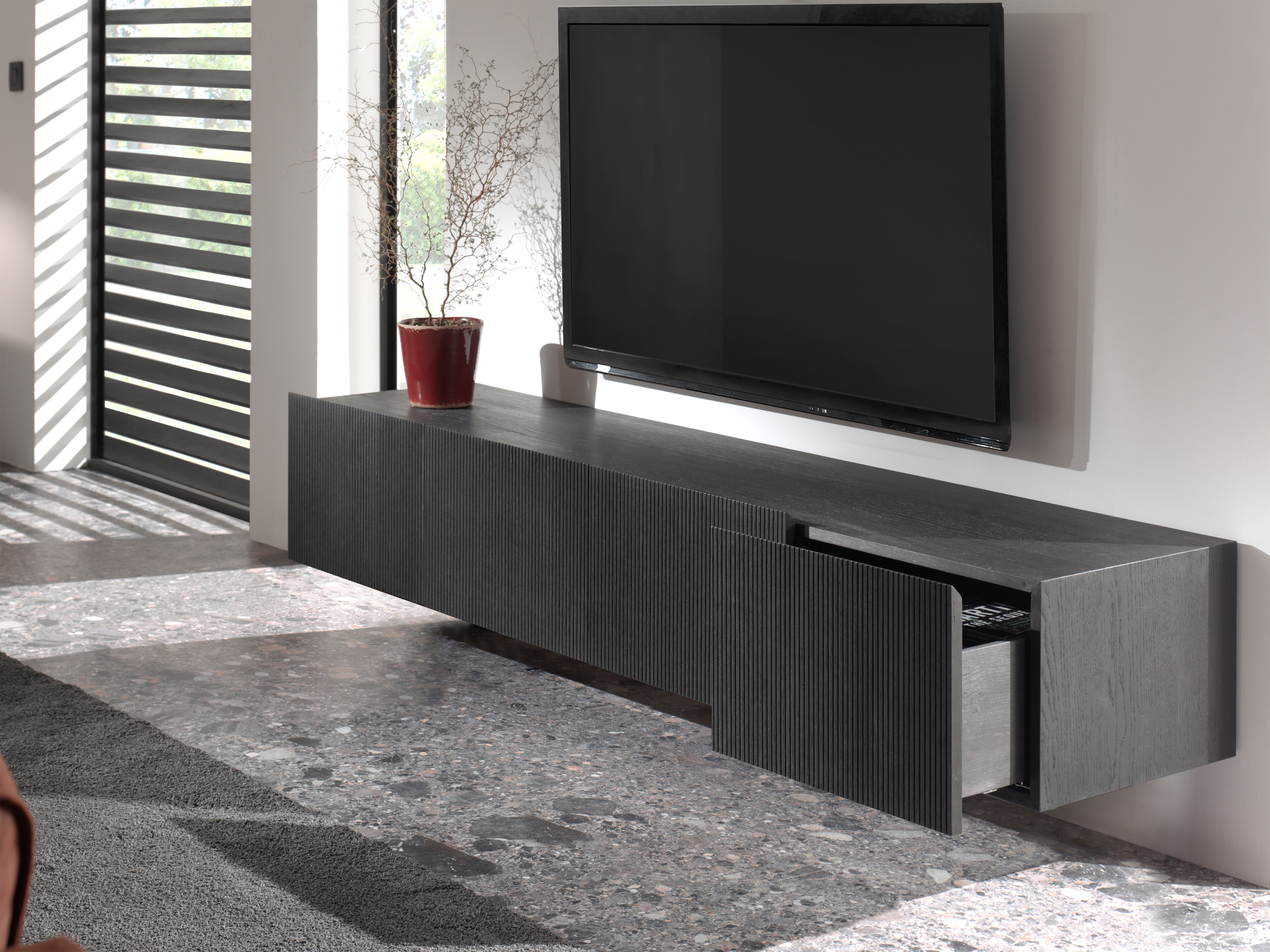 Grivolo tv-meubel in zwarte eik 183 x 45 cm