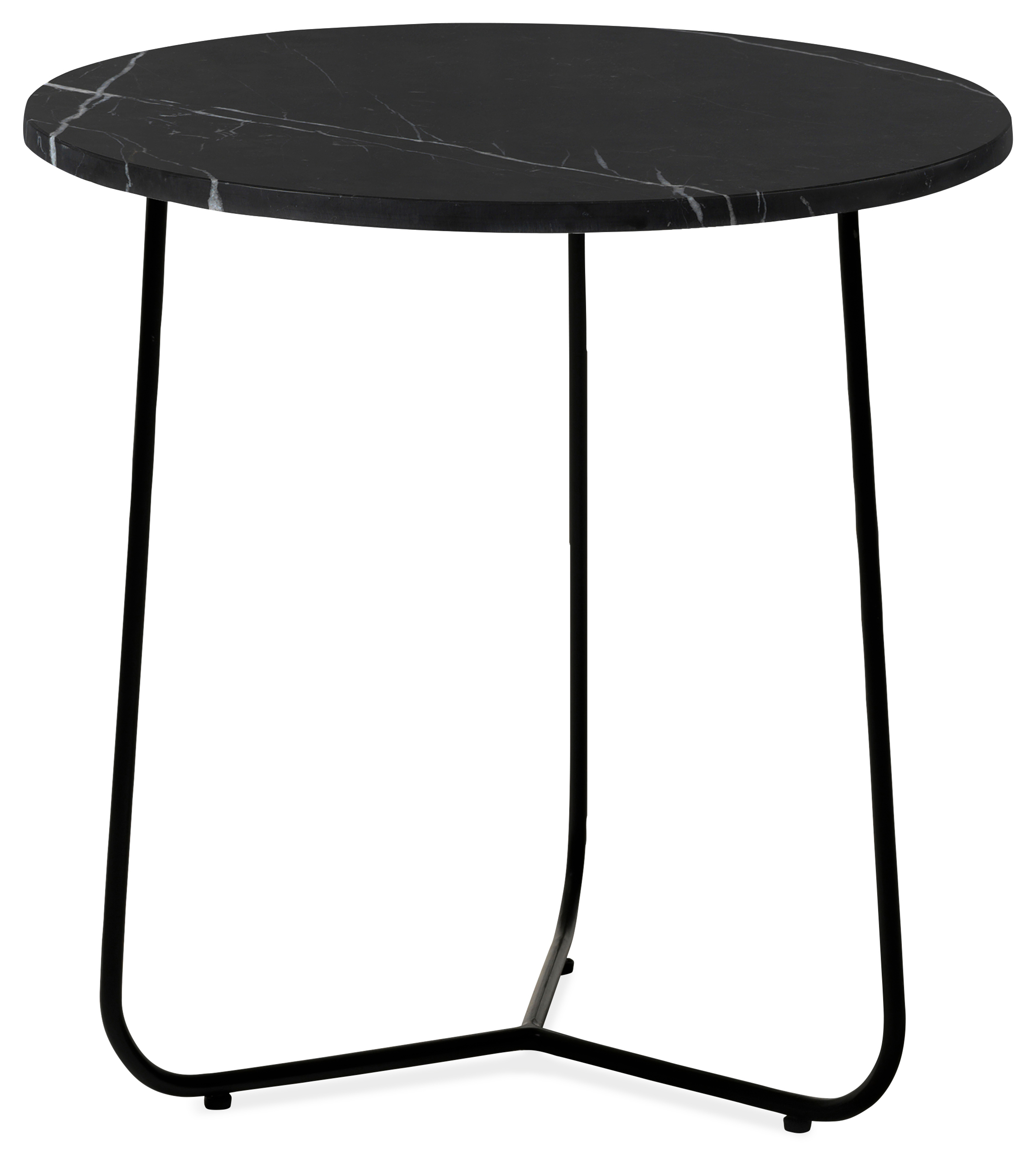 Bijzettafel Marzo onderstel zwart metaal met Pietro blad in marmer kleur Nero Marquina