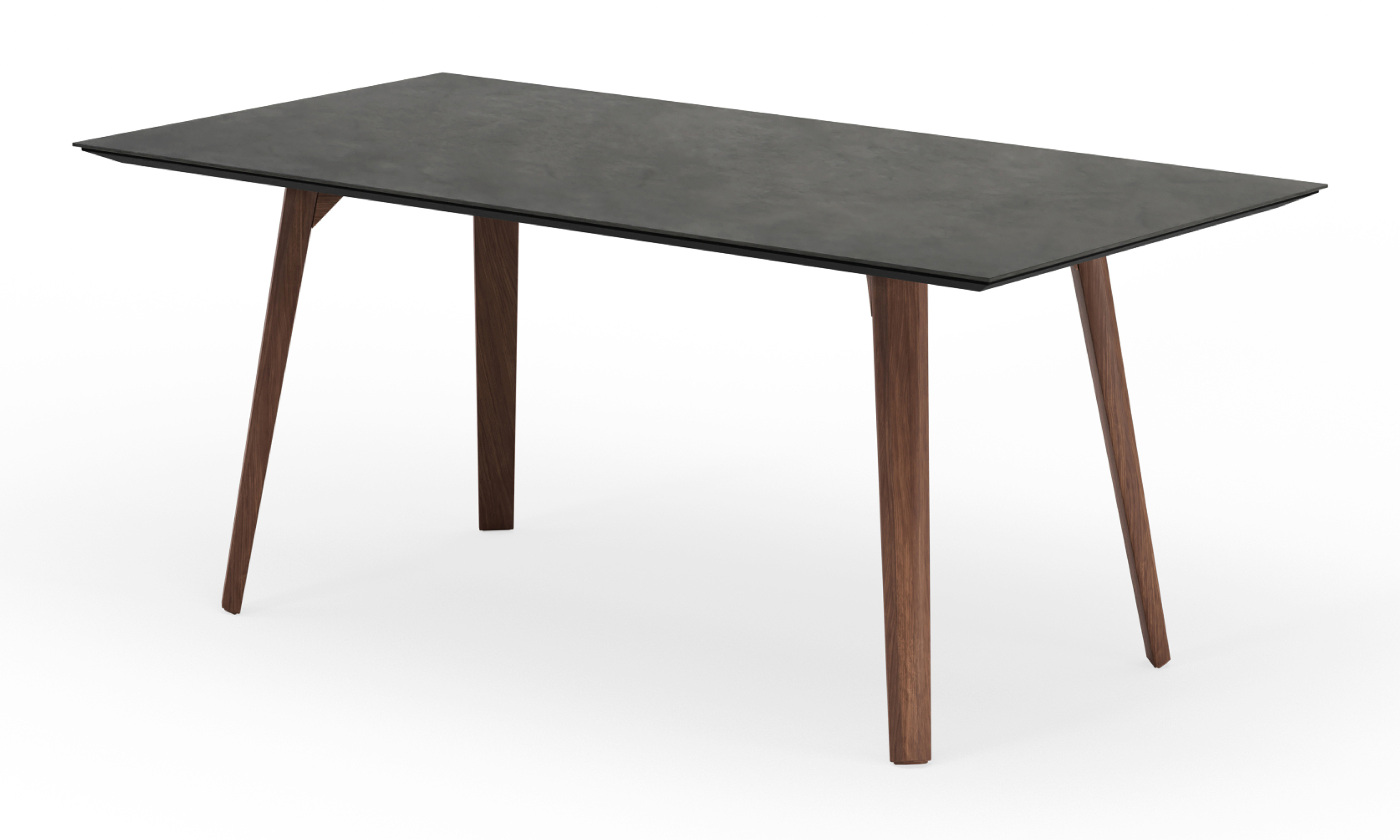 Table de salle à manger Clino armature en noyer avec plateau Ceramo rectangulaire céramique en couleur Basalt Black 180 x 90 x 77 cm