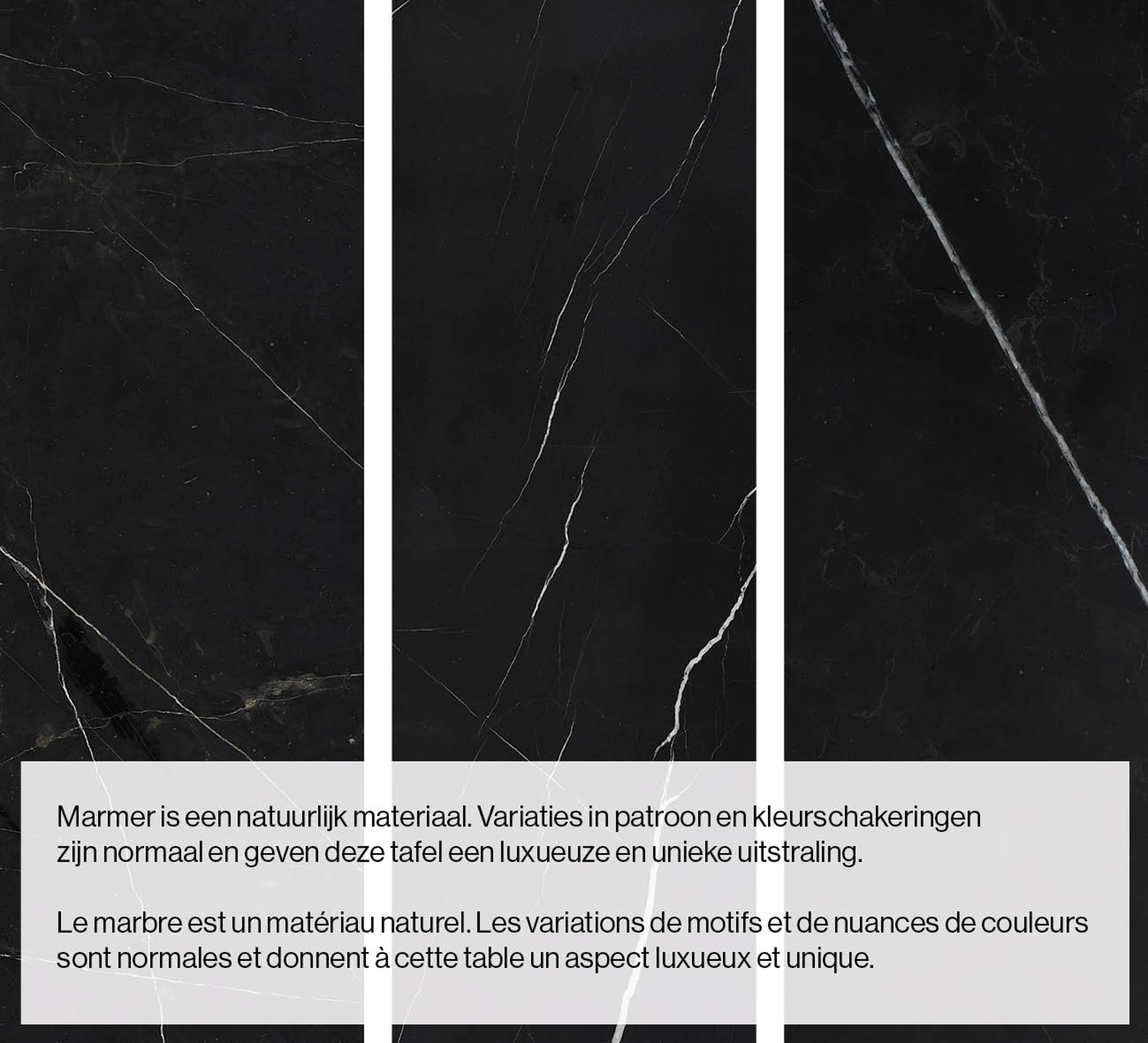Bijzettafel Kubo onderstel zwart metaal met Pietro blad in marmer kleur Nero Marquina
