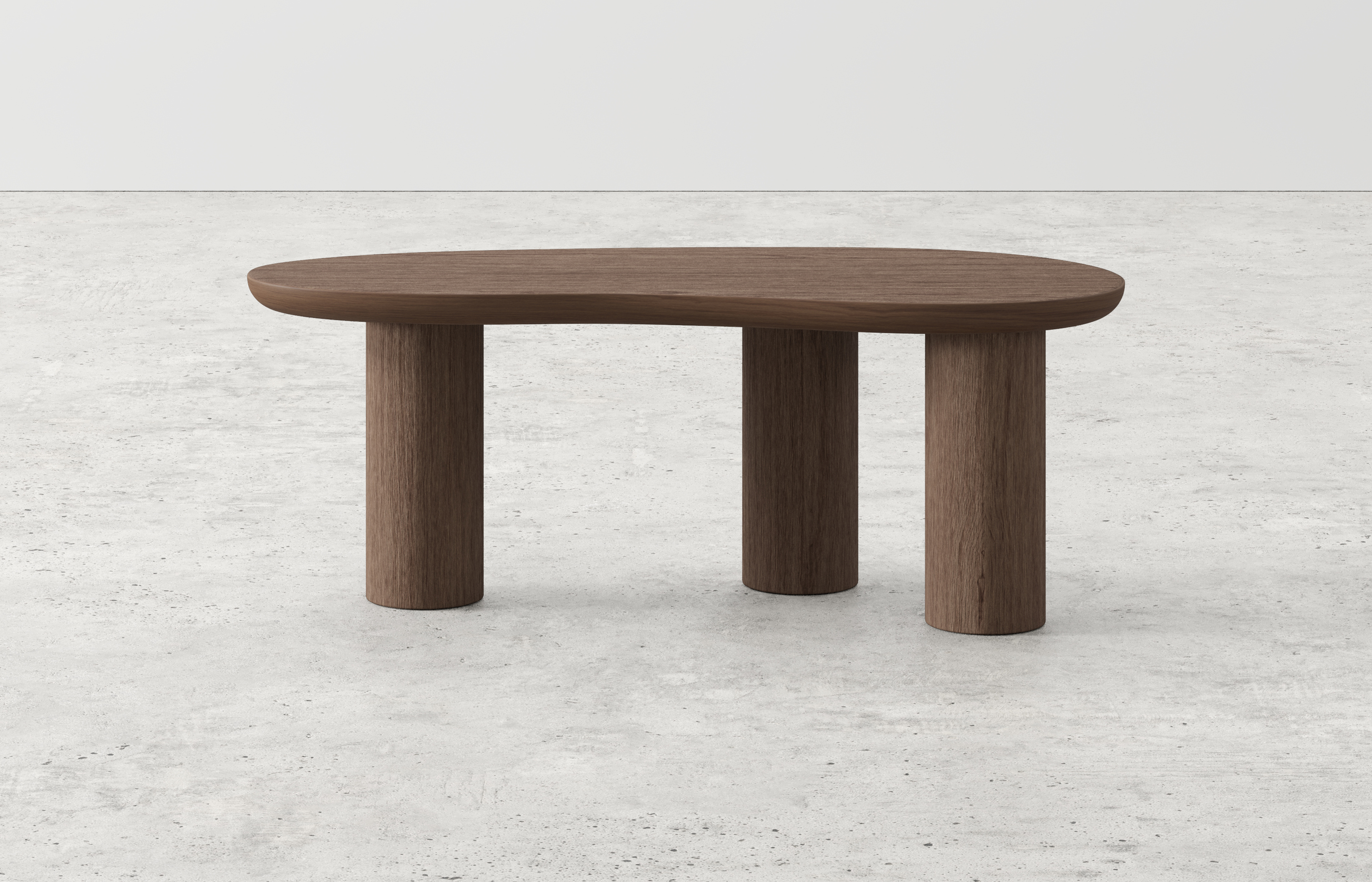 Table basse Amato XSmall Rondo armature avec plateau Amato en forme blob en noyer 89 x 39 x 34 cm