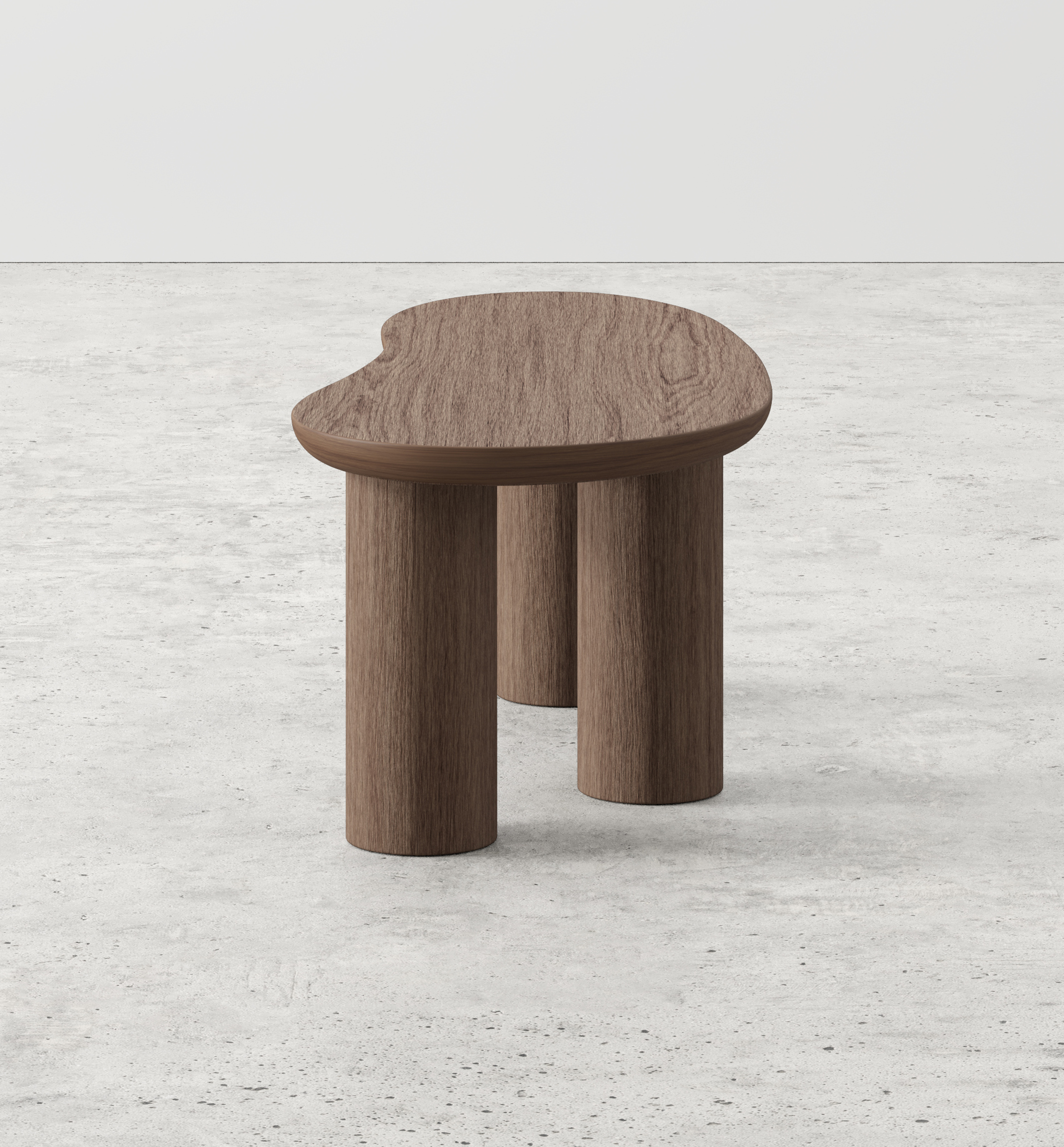 Table basse Amato XSmall Rondo armature avec plateau Amato en forme blob en noyer 89 x 39 x 34 cm