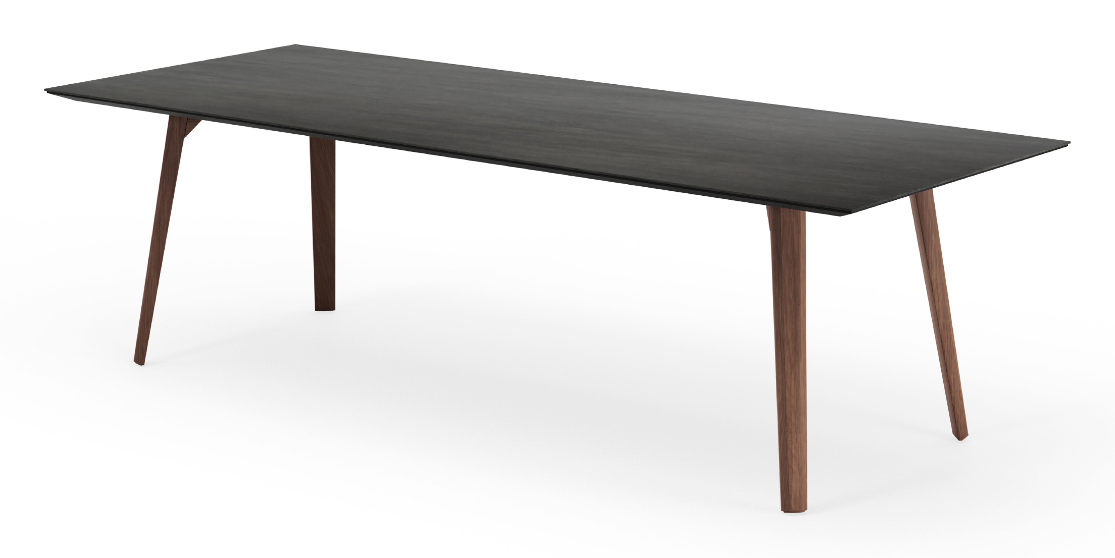 Table de salle à manger Clino armature en noyer avec plateau Ceramo rectangulaire céramique en couleur Basalt Black 260 x 100 x 77 cm