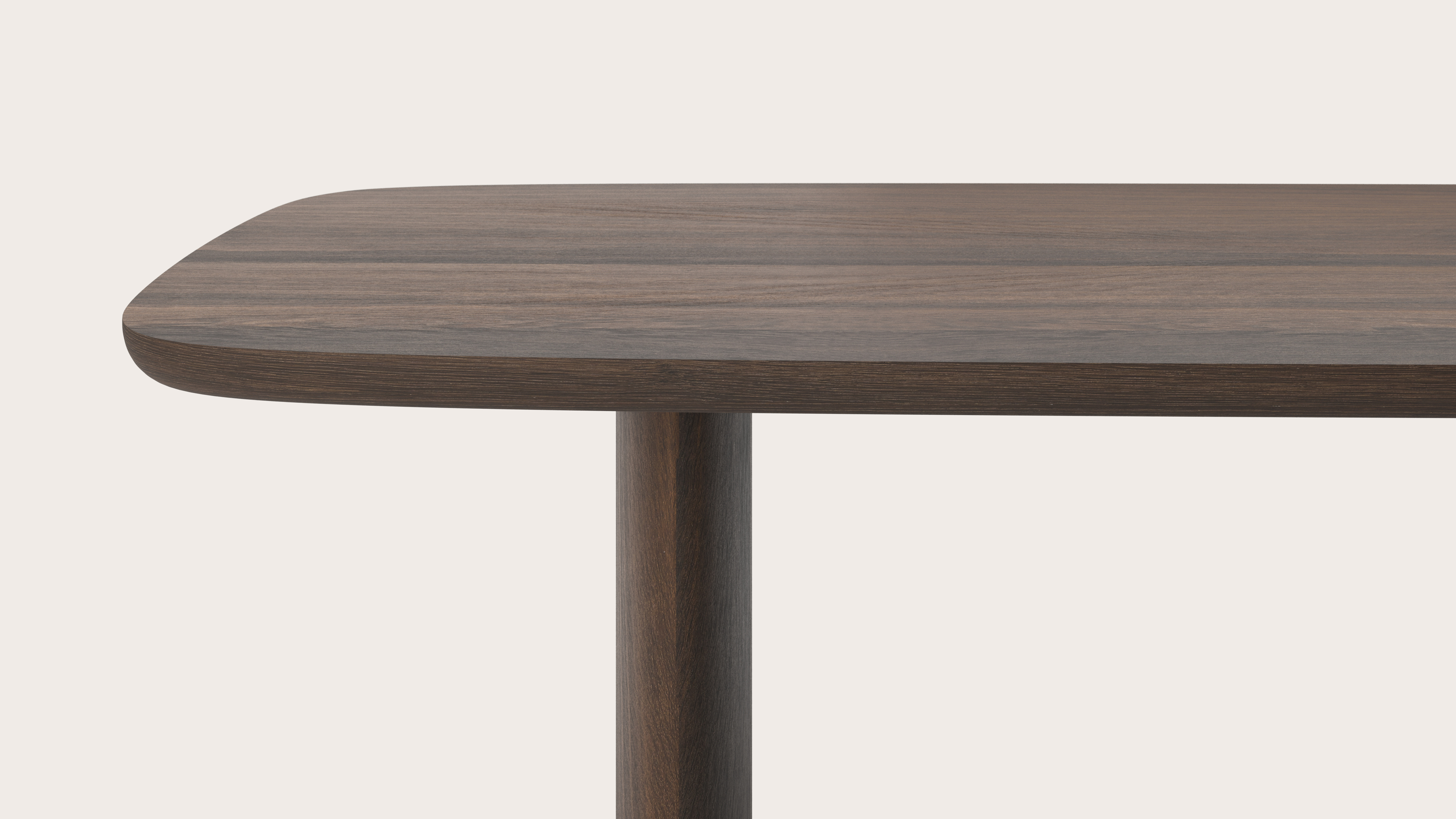 Table de salle à manger Amato Ellipso armature avec plateau Amato forme arrondie en chêne fumé 260 x 110 x 76 cm