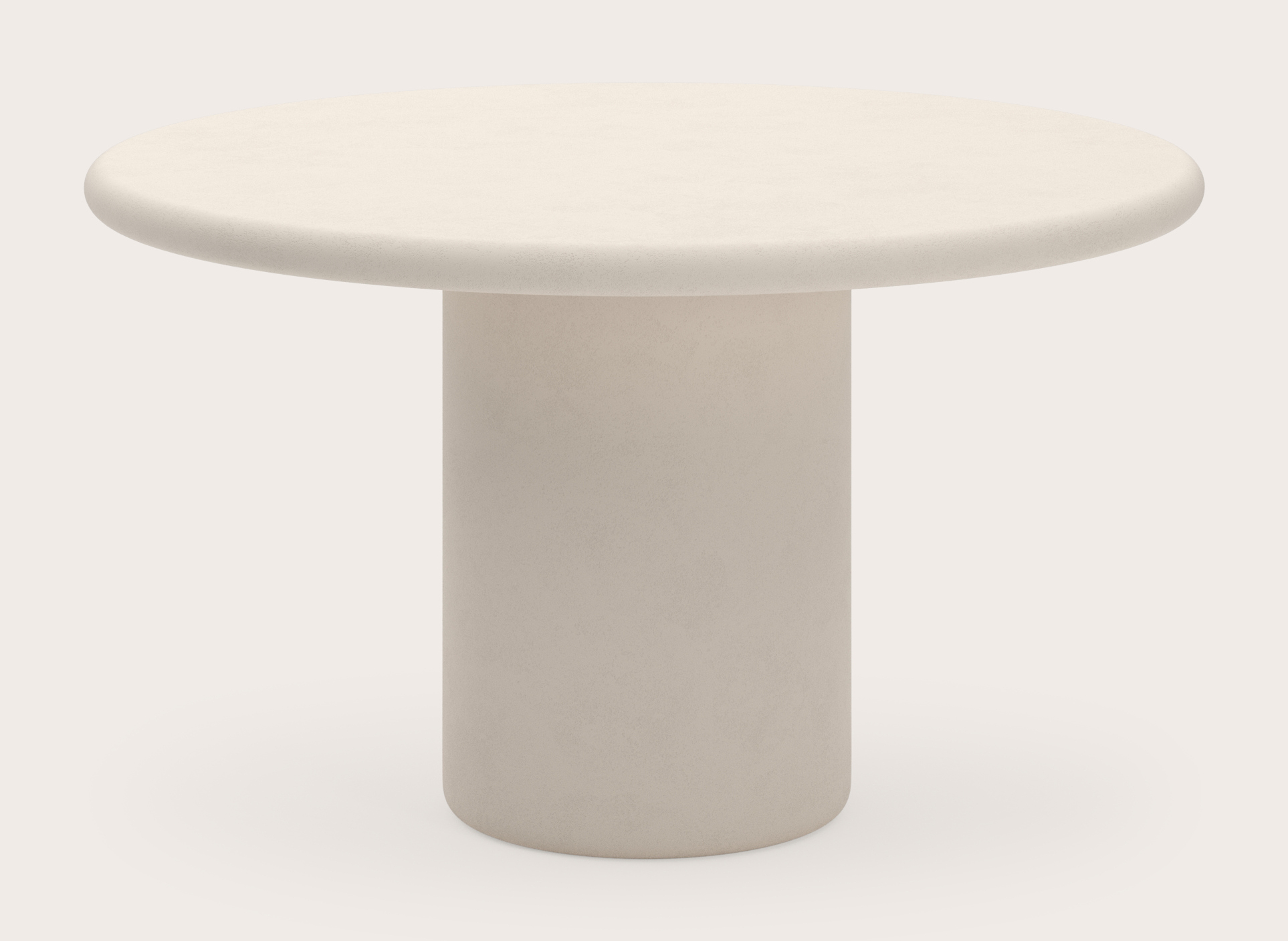 Table de salle à manger Artisano avec plateau Artisano rond en Claylime couleur Eggshell