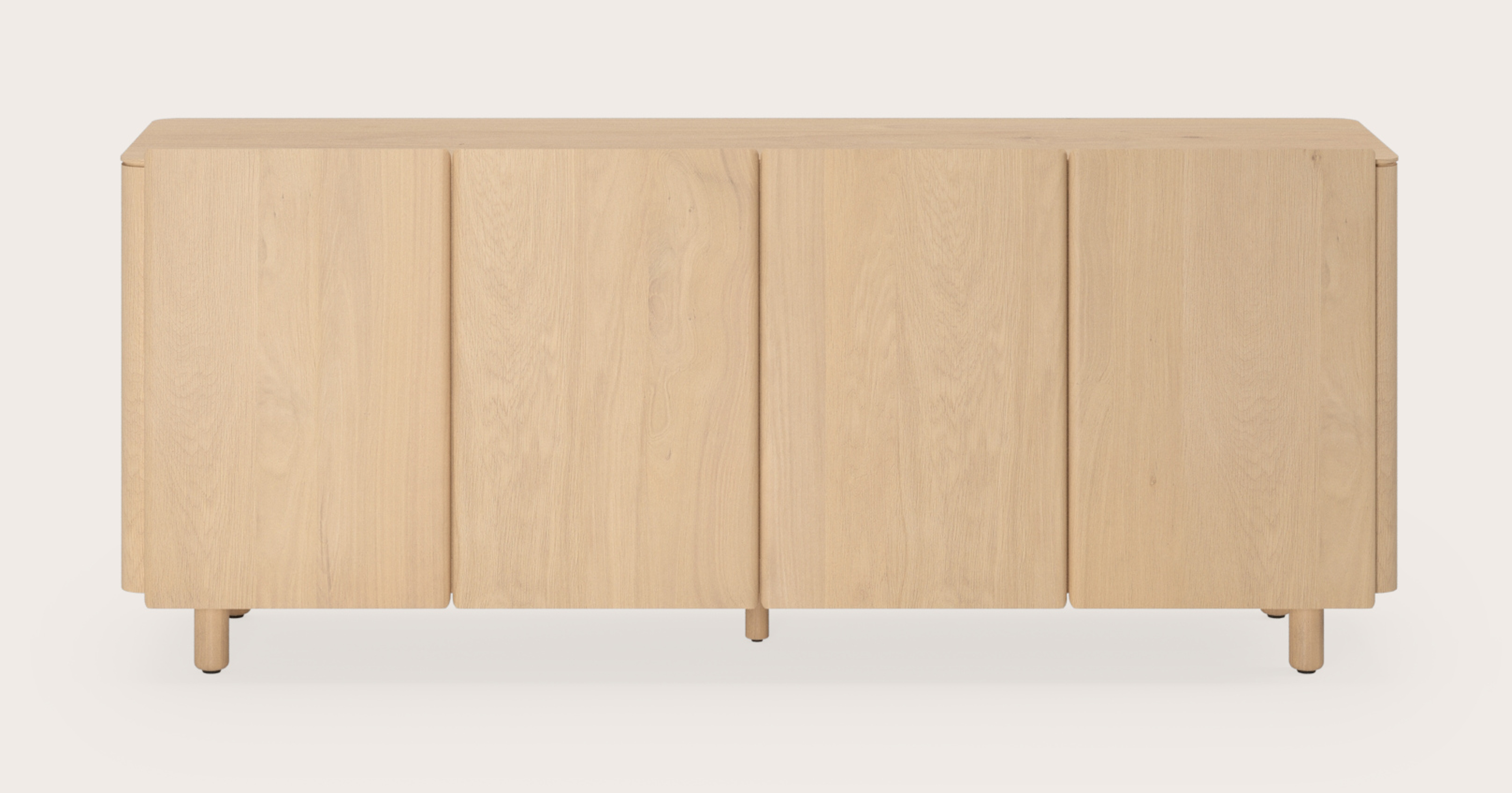Belloni dressoir in natuurkleurige eik met houten poten 180x47x62cm