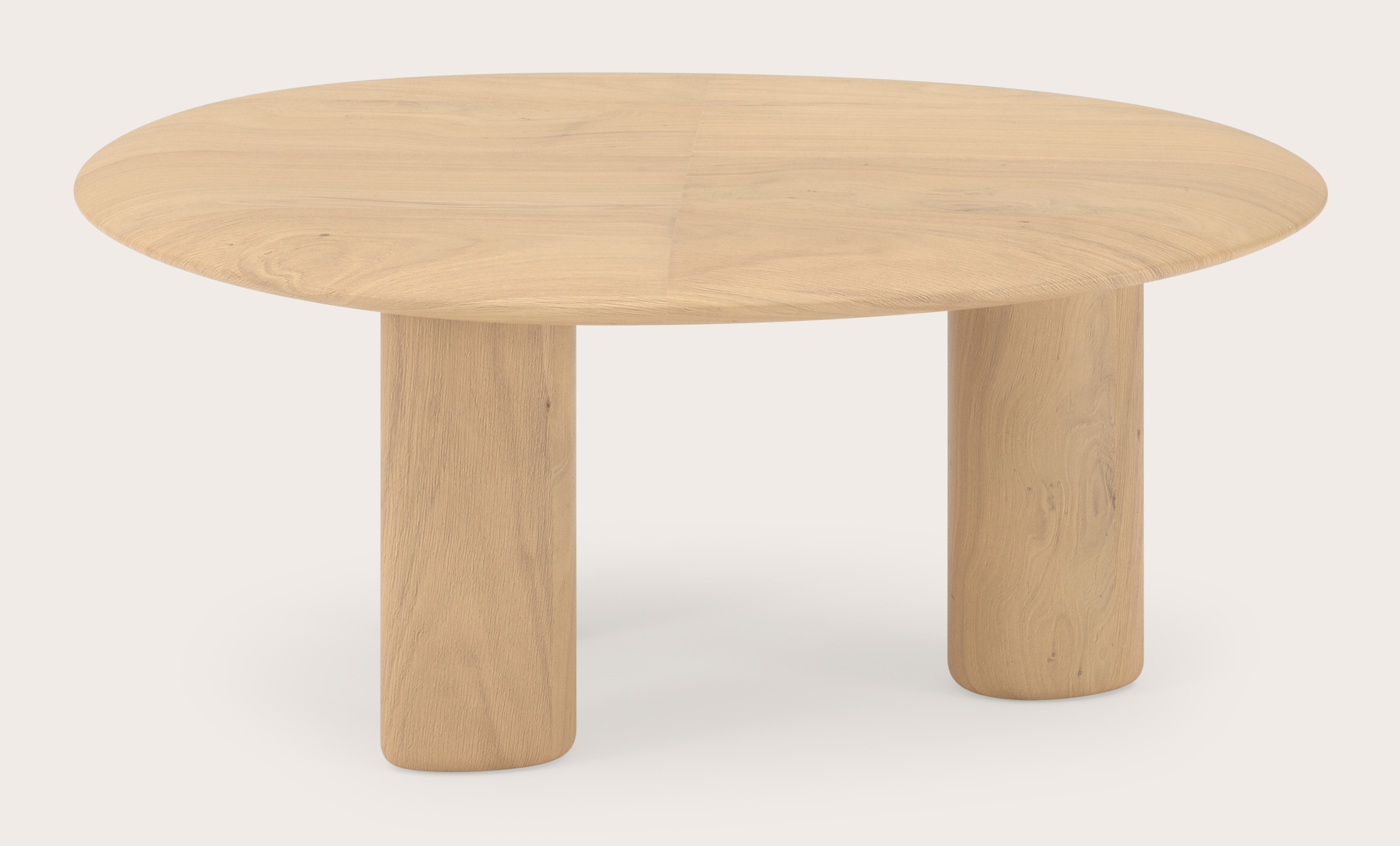 Table basse Volanto armature en chêne naturel avec plateau ovale organique en chêne naturel 80 x 62 x 34 cm