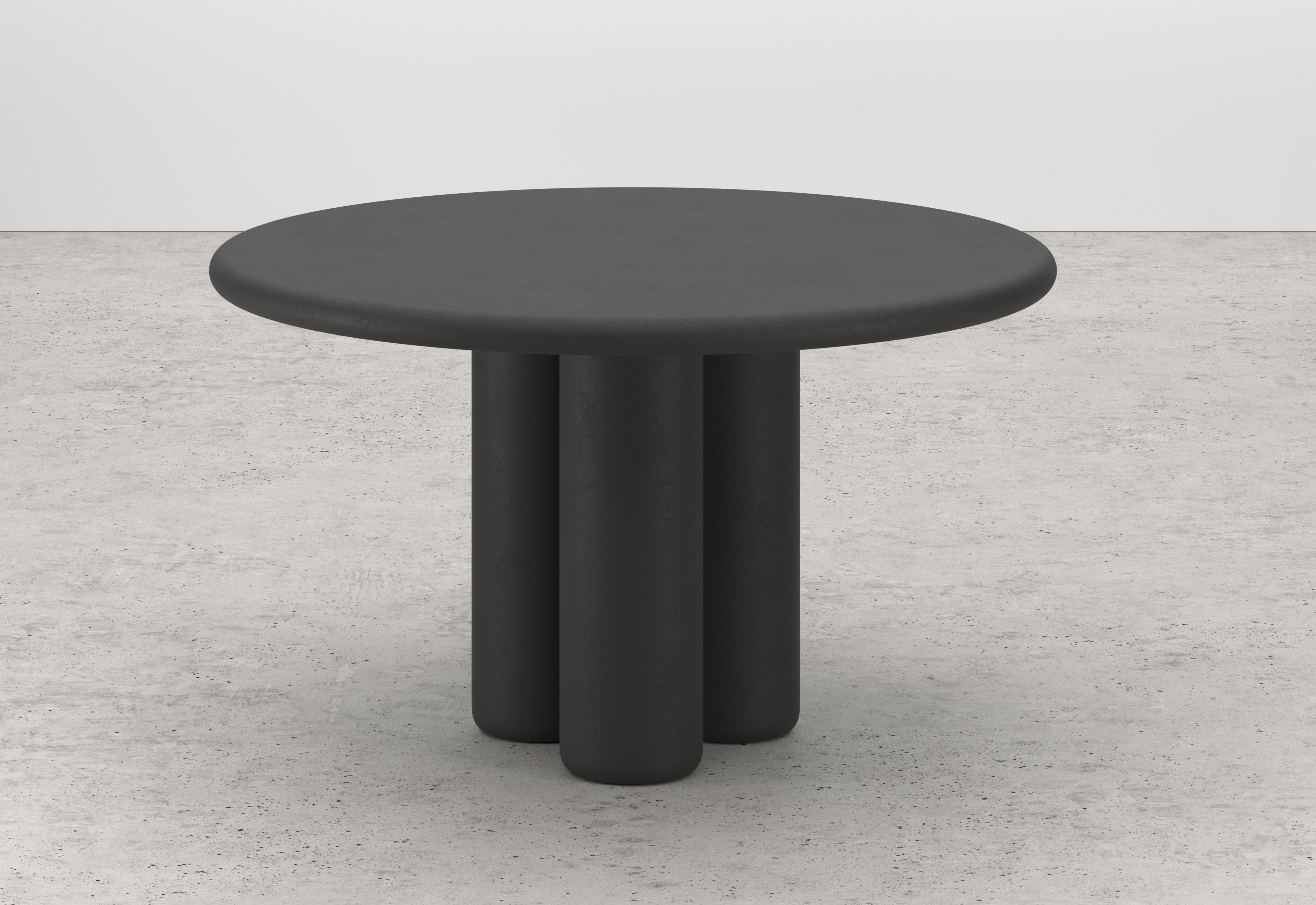 Eettafel Artisano met rond Artisano blad in Claylime kleur Charcoal