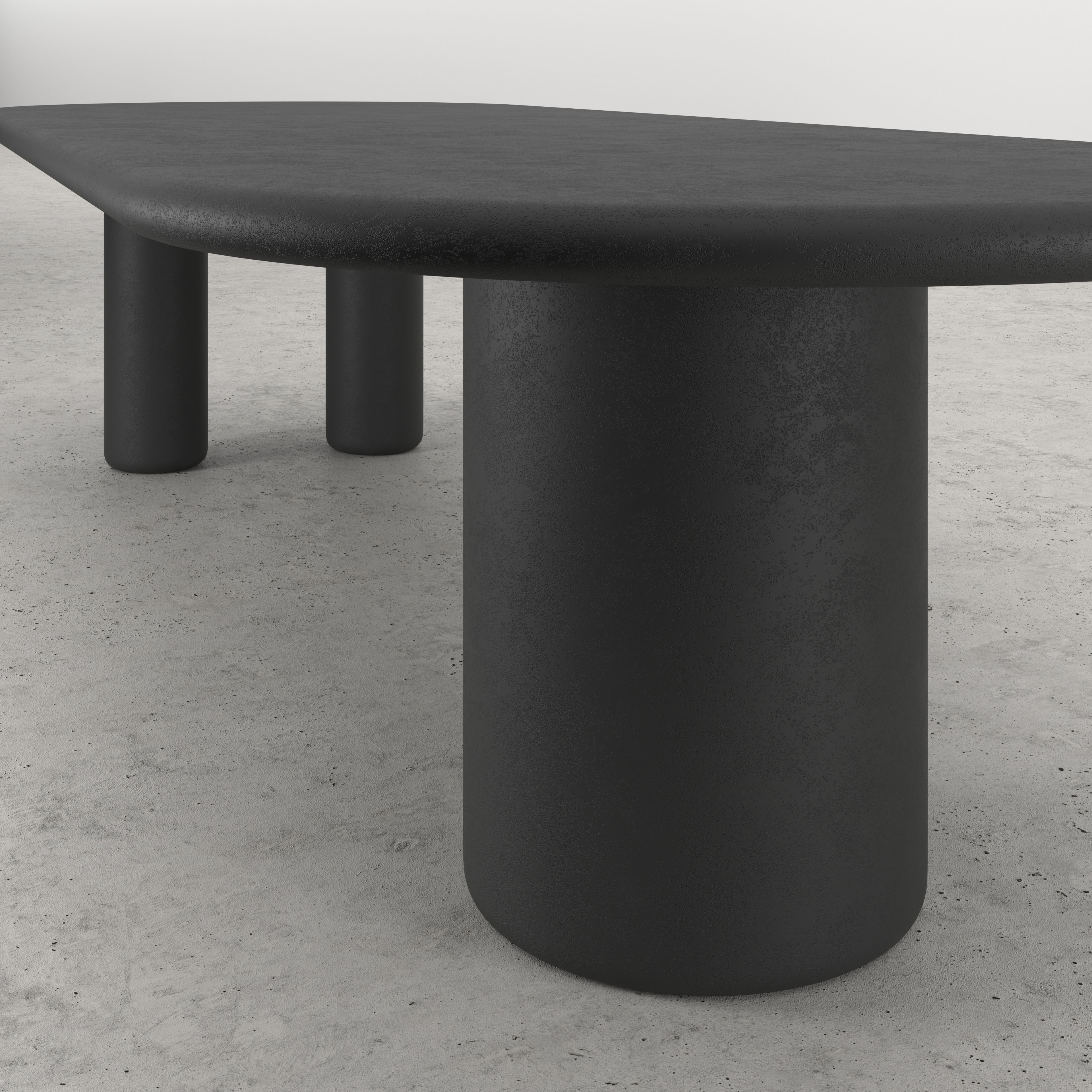 Eettafel Artisano met plat ovaal Artisano blad in Claylime kleur Charcoal