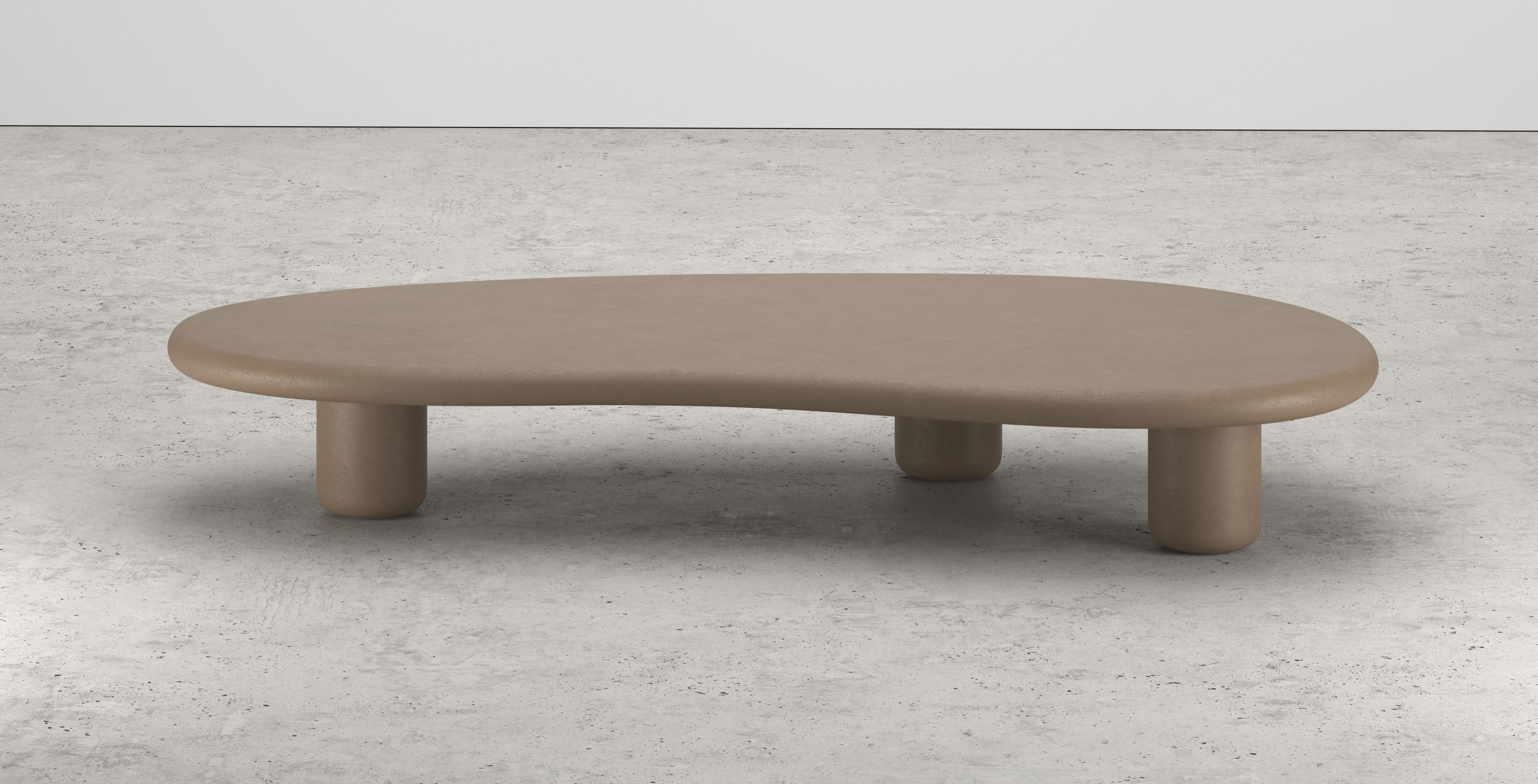 Salontafel Artisano Small onderstel met blobvormig Artisano blad in Claylime kleur
