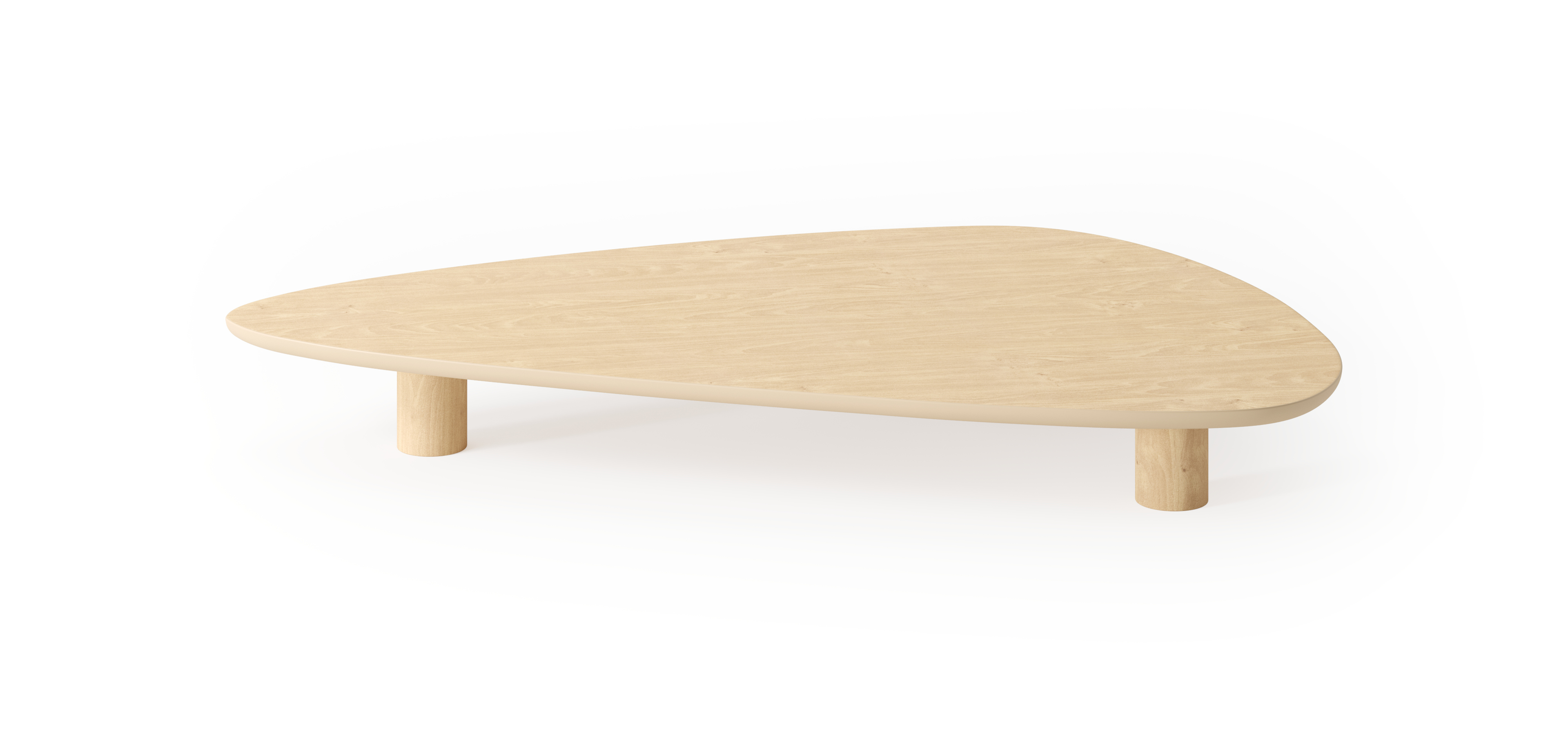 Salontafel Amato XSmall Rondo onderstel met plectrumvormig Amato blad in natuurkleurige eik 180 x 125 x 24 cm
