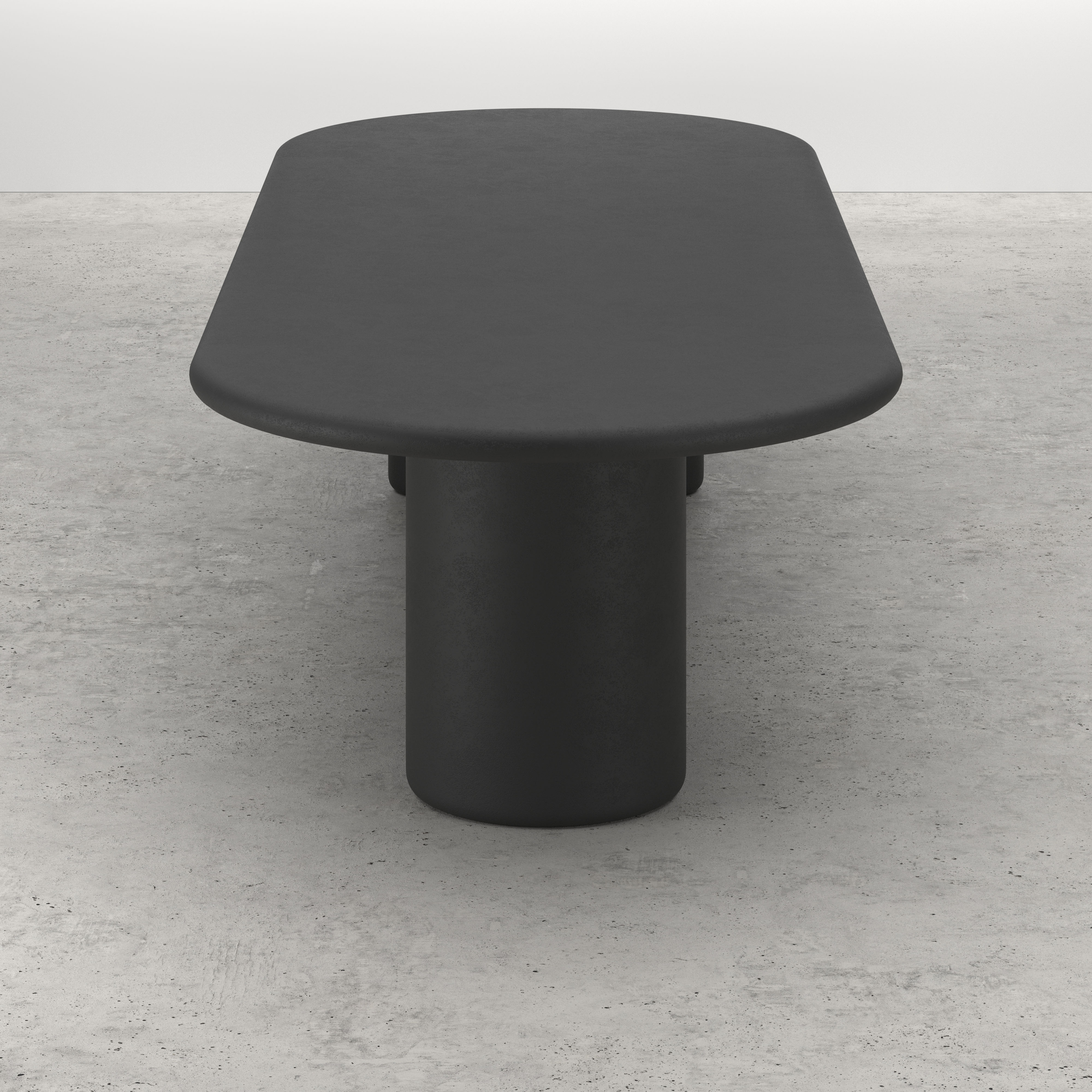 Eettafel Artisano met plat ovaal Artisano blad in Claylime kleur Charcoal