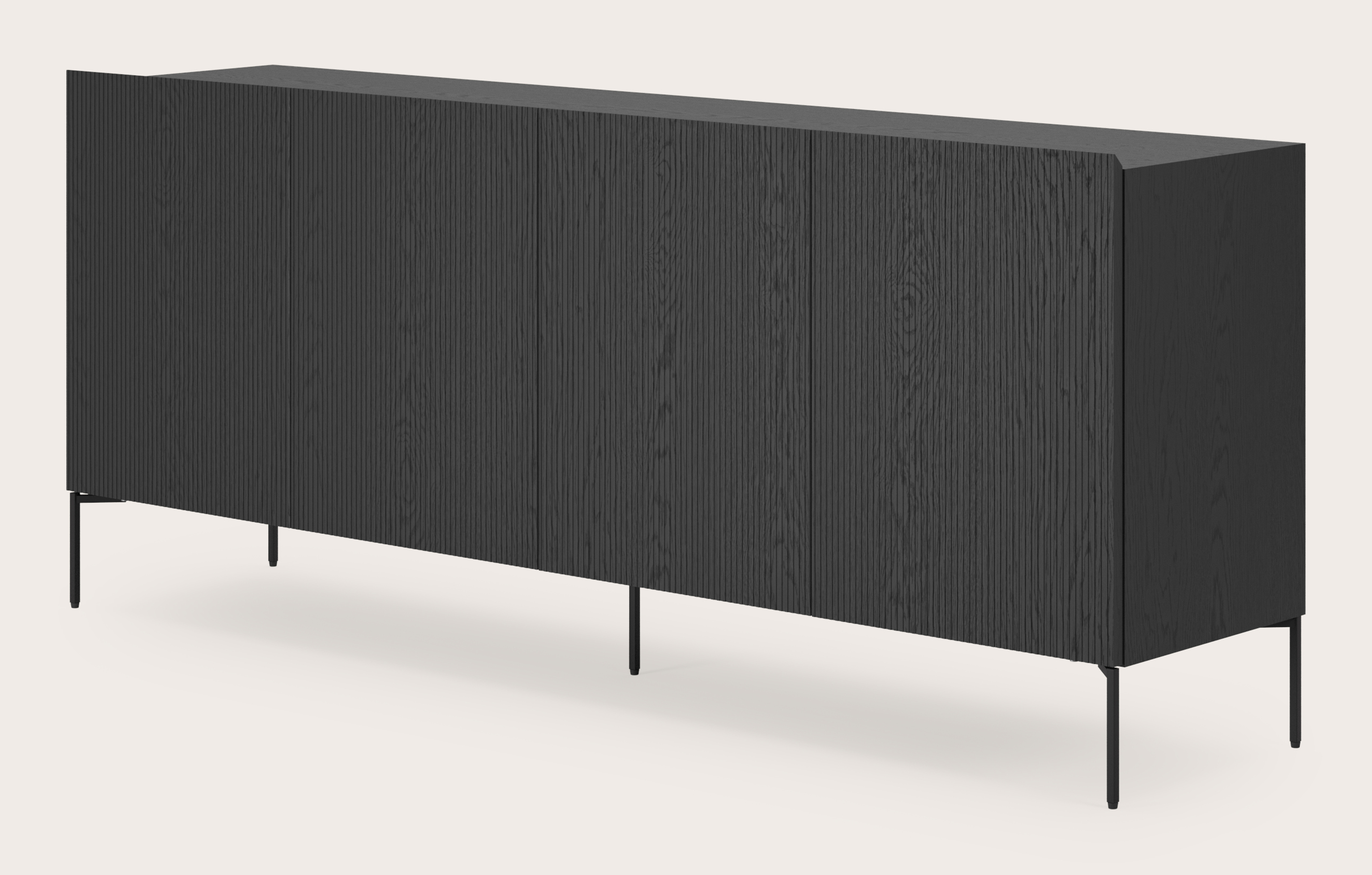 Buffet Grivolo en chêne noir avec pieds carrés 199 x 45 cm
