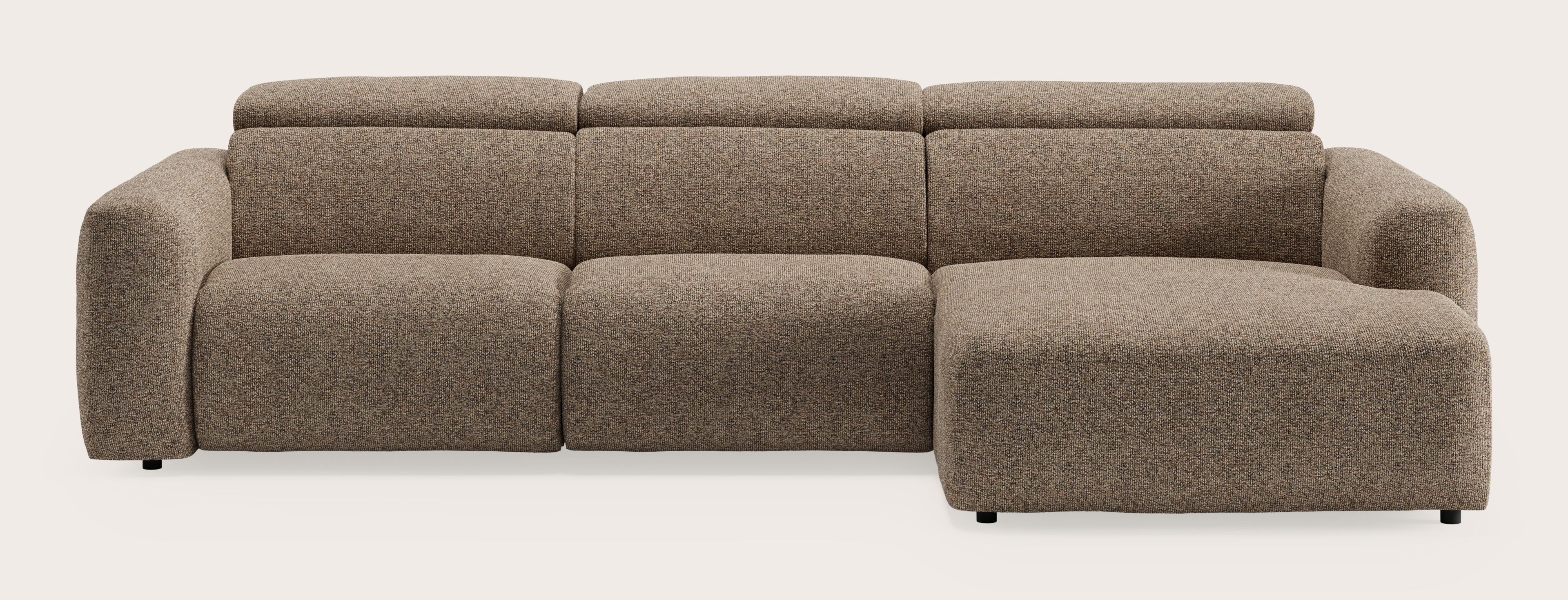 Canapé d'angle Lassa 3,5 places en Fresco tissu Wenge