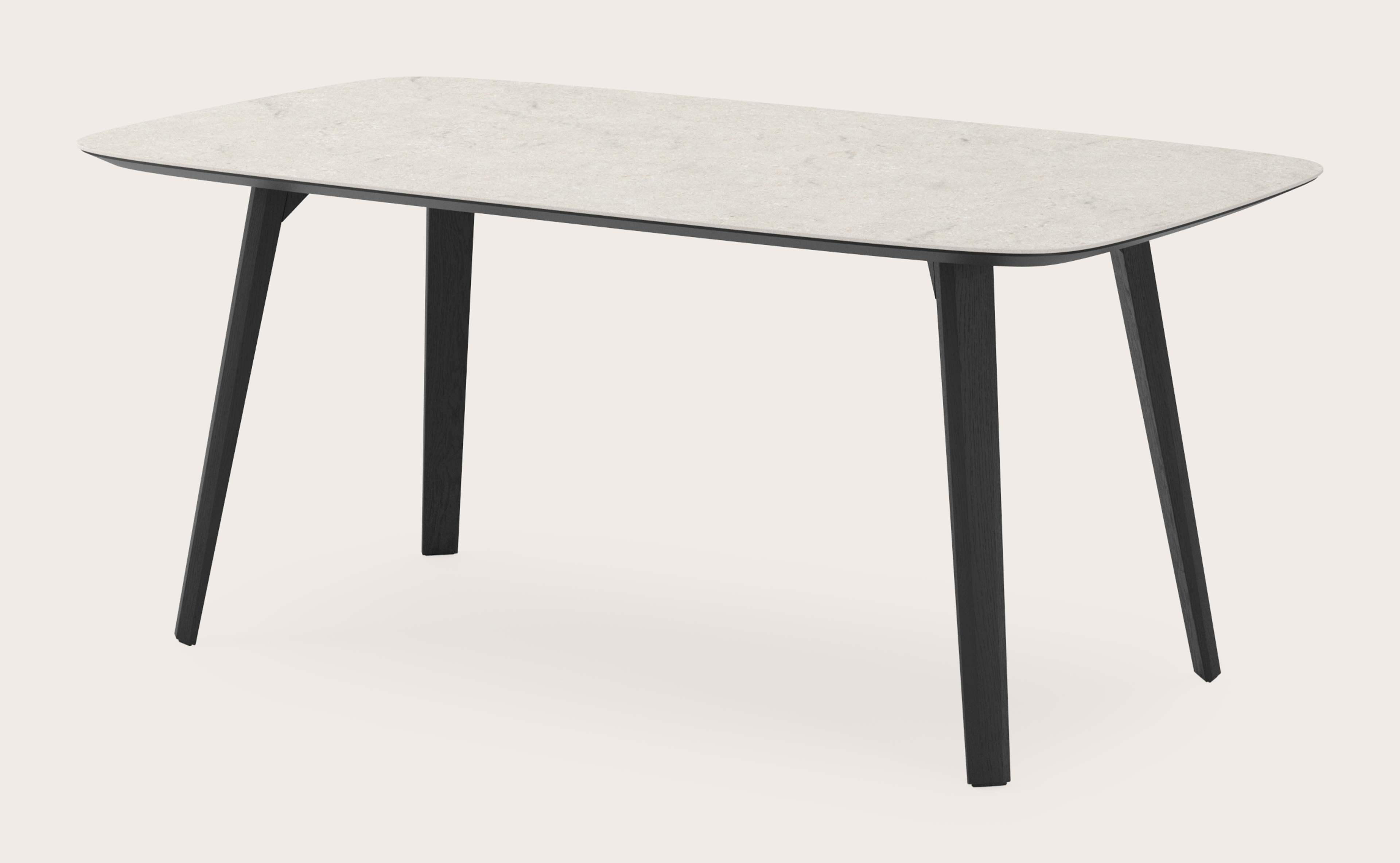 Table de salle à manger Clino armature en chêne noir avec plateau Ceramo forme arrondi en céramique en couleur Shilin 180 x 100 x 77 cm