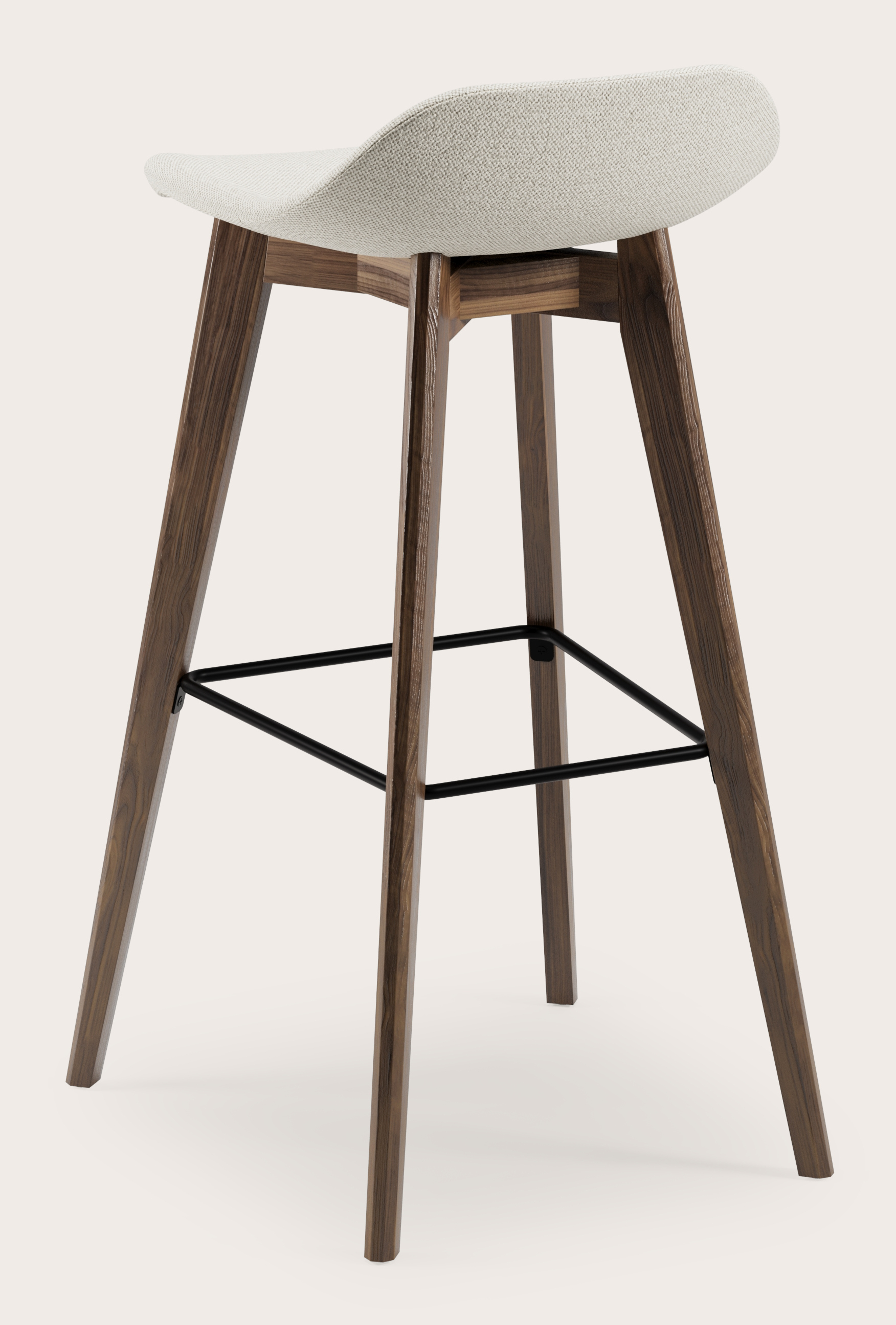 Vasco tabouret de bar haute noyer avec assise en Brio tissu Linen