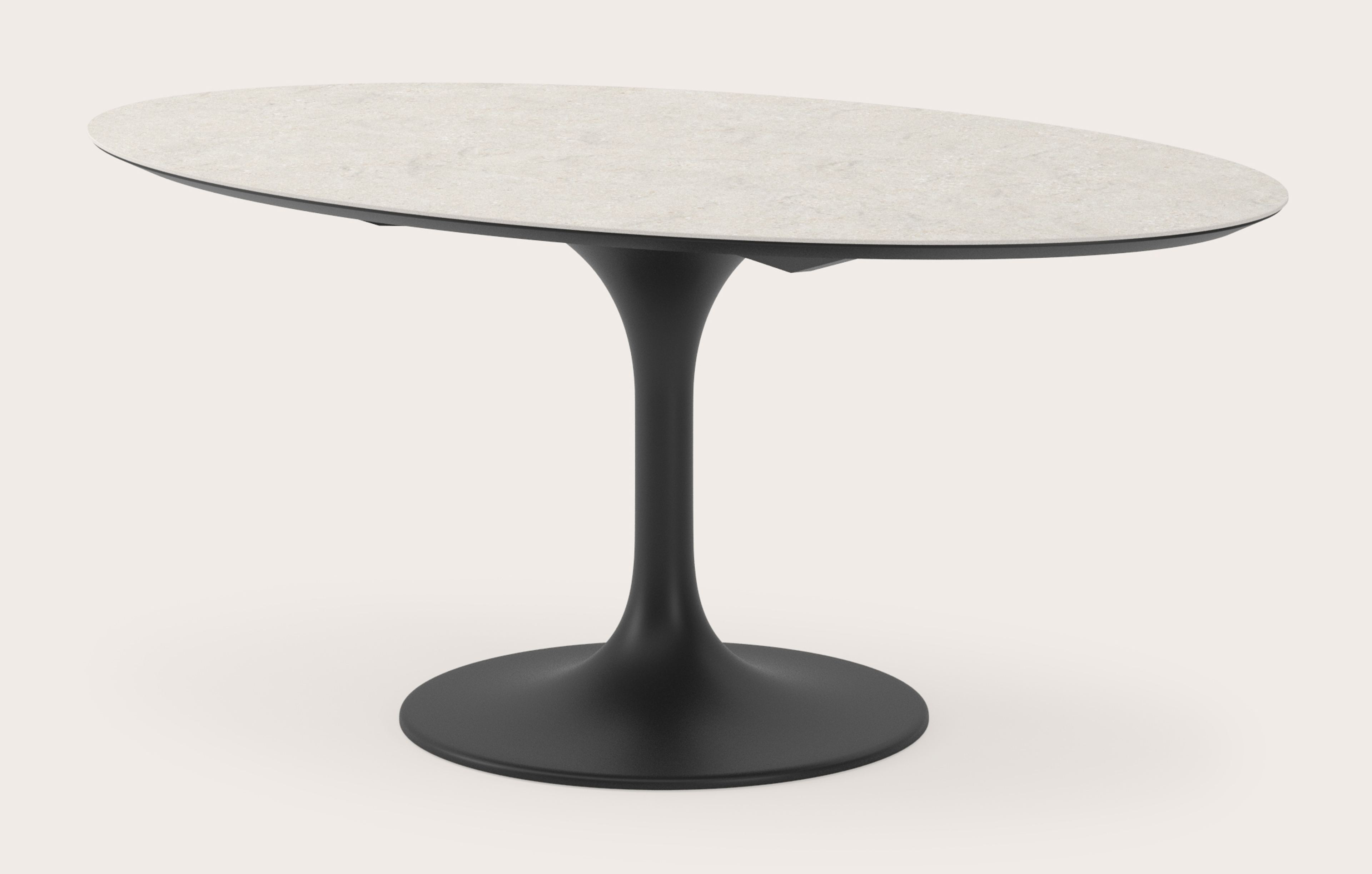 Table de salle à manger Tulipo armature en métal noir avec plateau Ceramo ovale en céramique en couleur Shilin 180 x 110 x 77 cm
