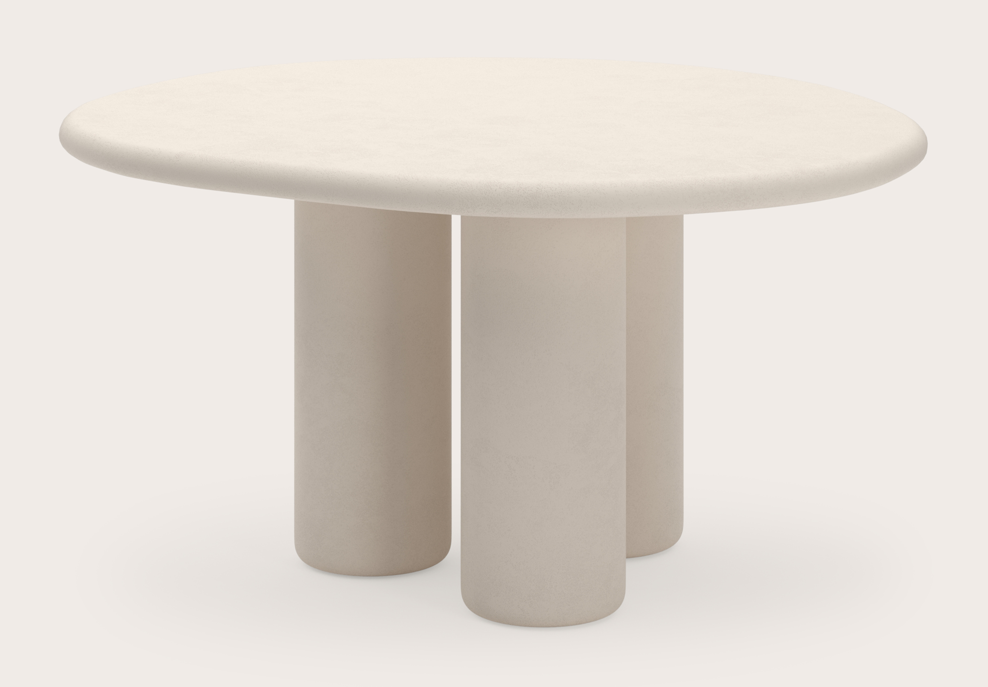 Eettafel Artisano met pebblevormig Artisano blad in Claylime kleur Eggshell
