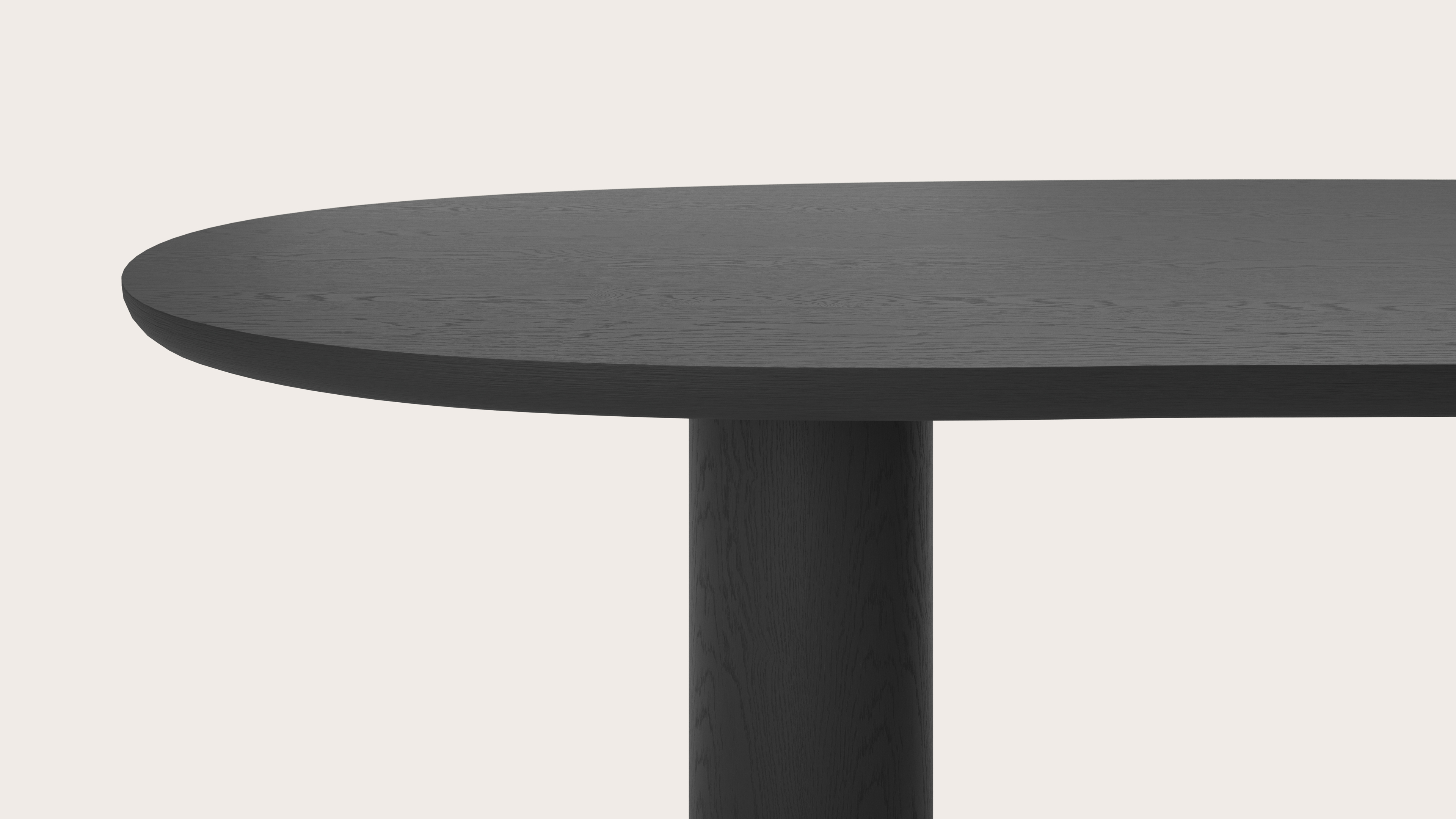 Table de salle à manger Amato Rondo armature avec plateau Amato en forme blob en chêne noir 340 x 127 x 79 cm