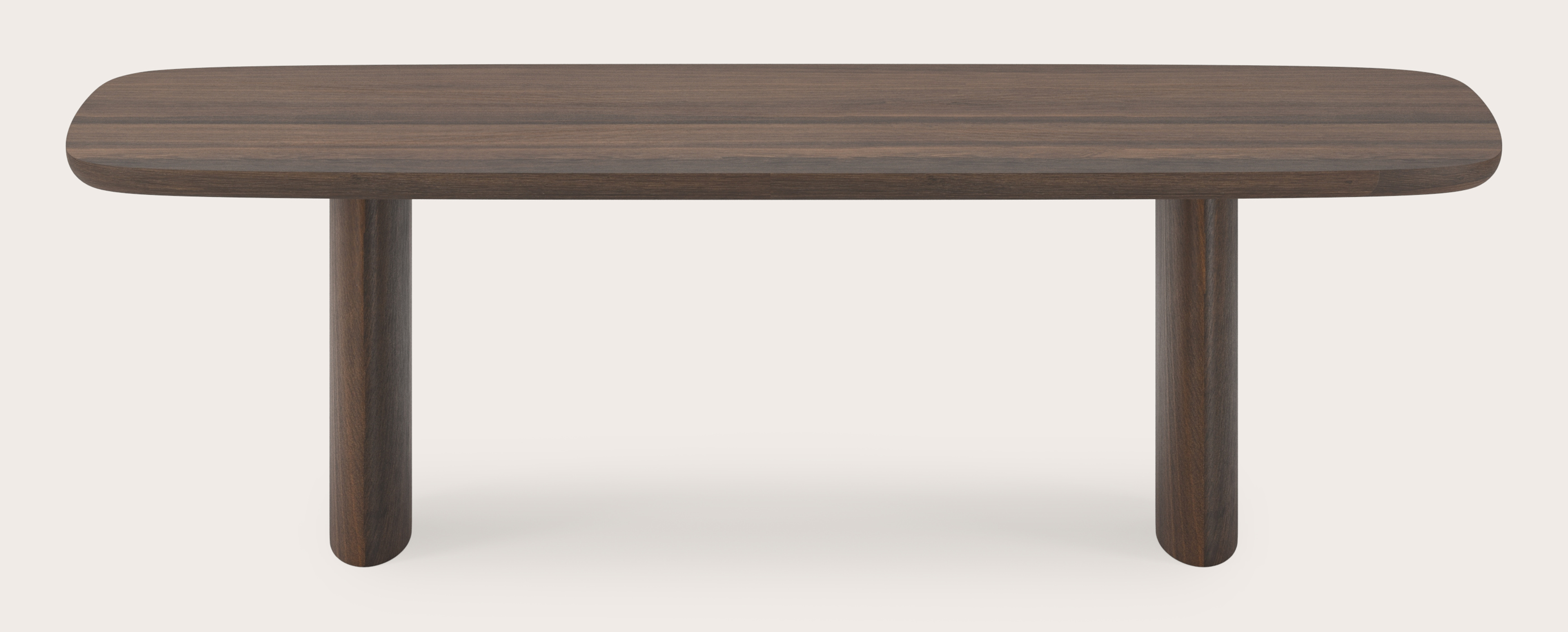 Table de salle à manger Amato Ellipso armature avec plateau Amato forme arrondie en chêne fumé 260 x 110 x 76 cm