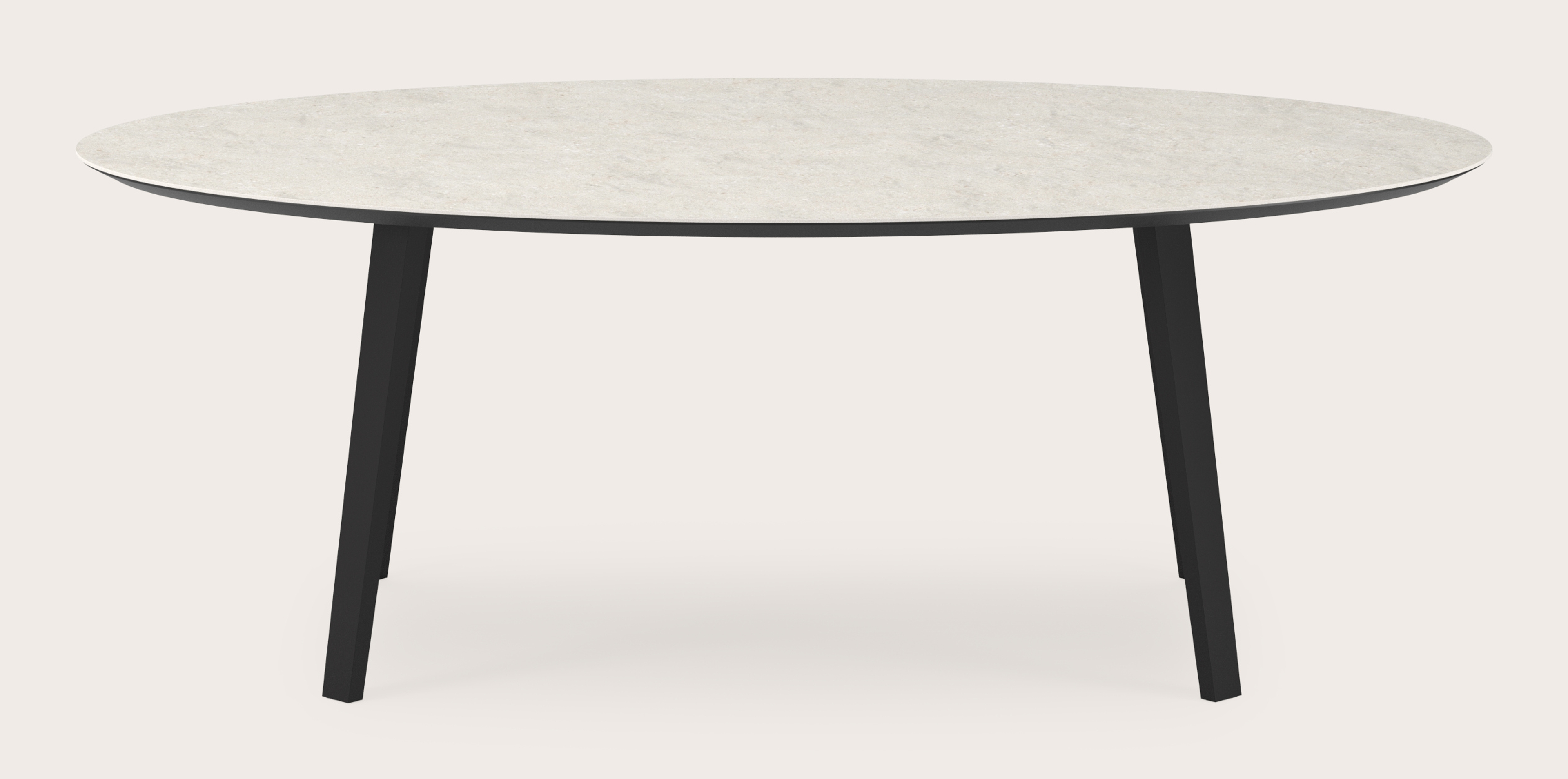 Table de salle à manger Clino armature en métal noir avec plateau Ceramo ovale en céramique en couleur Shilin 220 x 120 x 77 cm