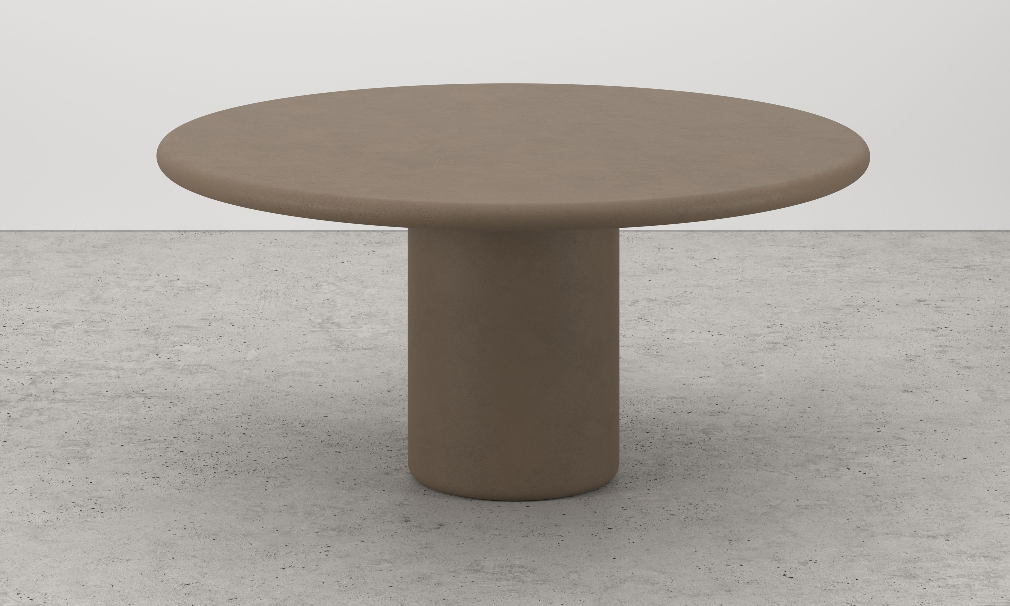 Eettafel Artisano met rond Artisano blad in Claylime kleur Desert