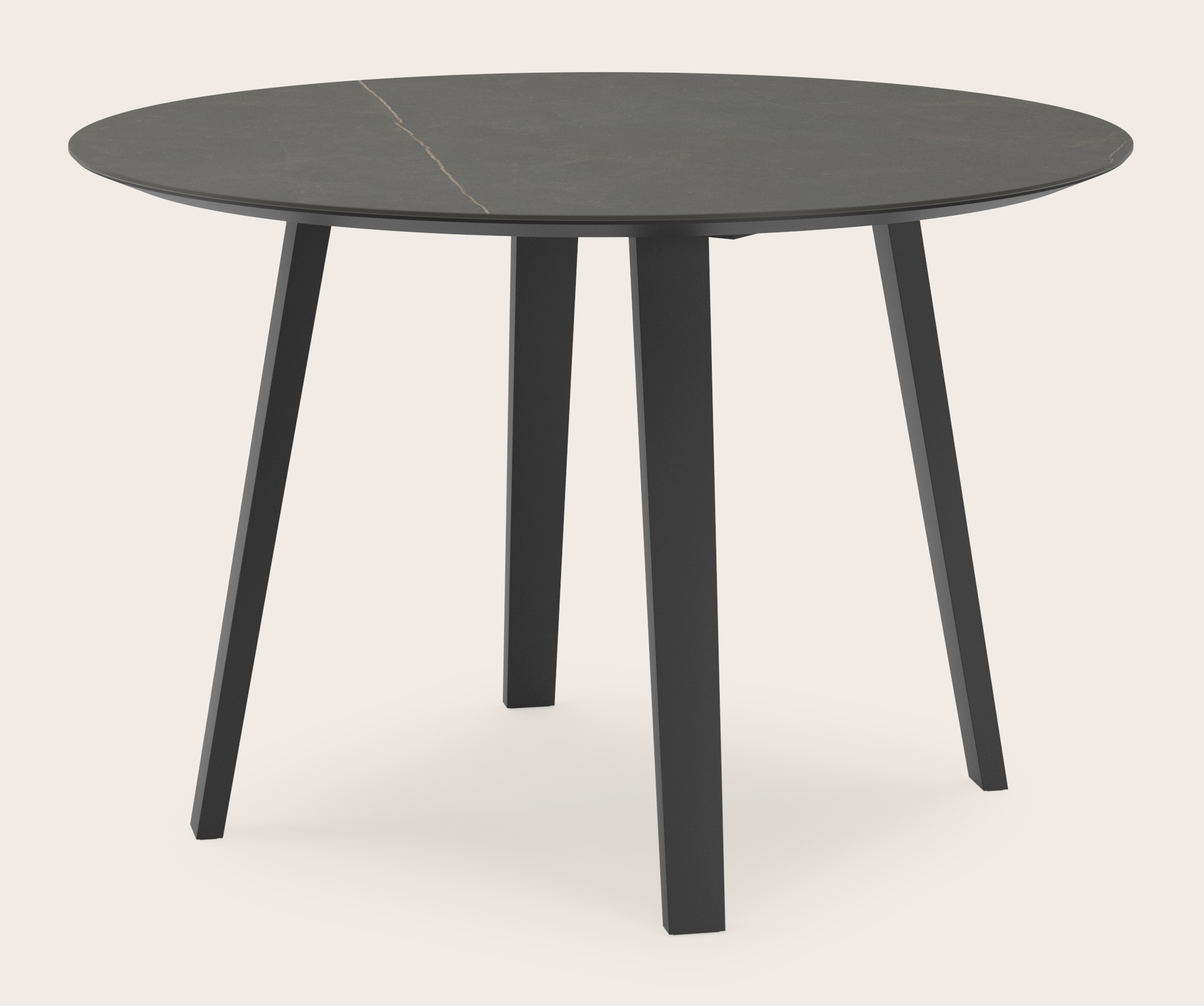 Eettafel Clino onderstel in zwart metaal met rond volkeramisch Ceramo blad in kleur Calatorao Ø120 x 77 cm