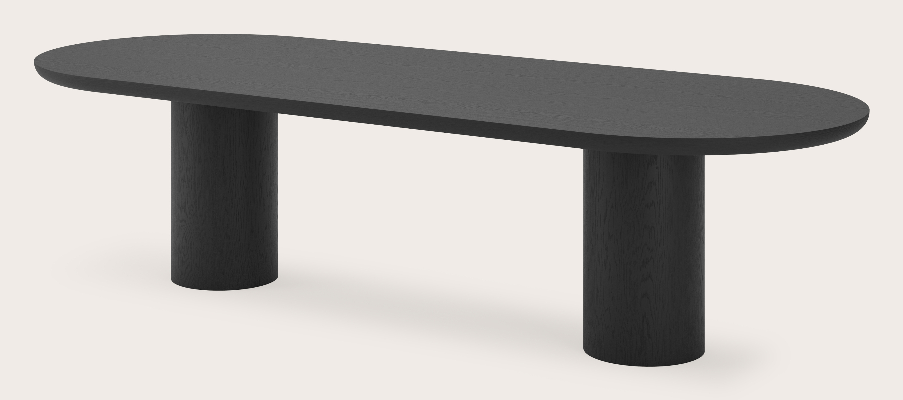 Table de salle à manger Amato Rondo armature avec plateau Amato en forme ovale plat  en chêne noir 300 x 115 x 79 cm