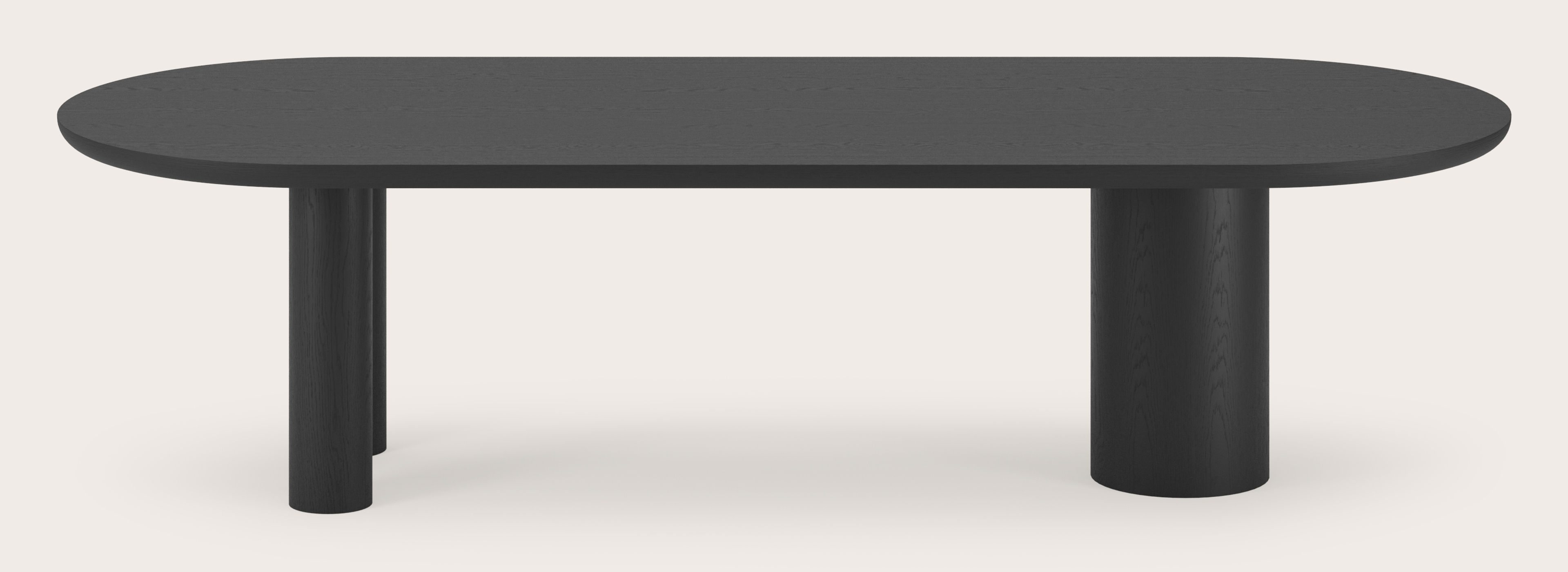 Table de salle à manger Amato Rondo armature avec plateau Amato en forme ovale plat en chêne noir 300 x 115 x 79 cm
