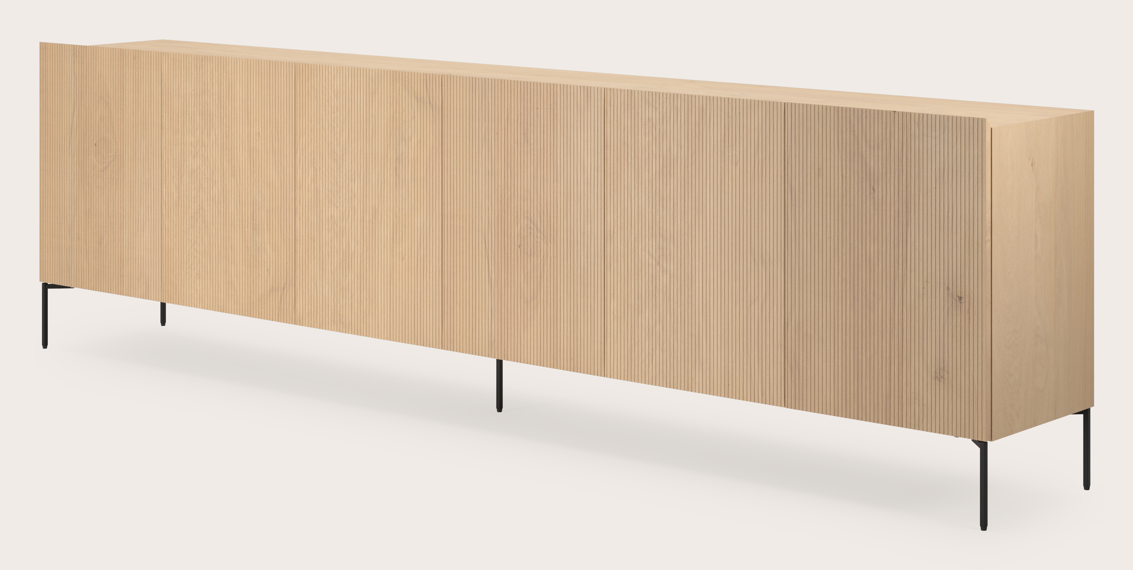 Buffet Grivolo en chêne couleur naturelle avec pieds carrés 298 x 45 cm
