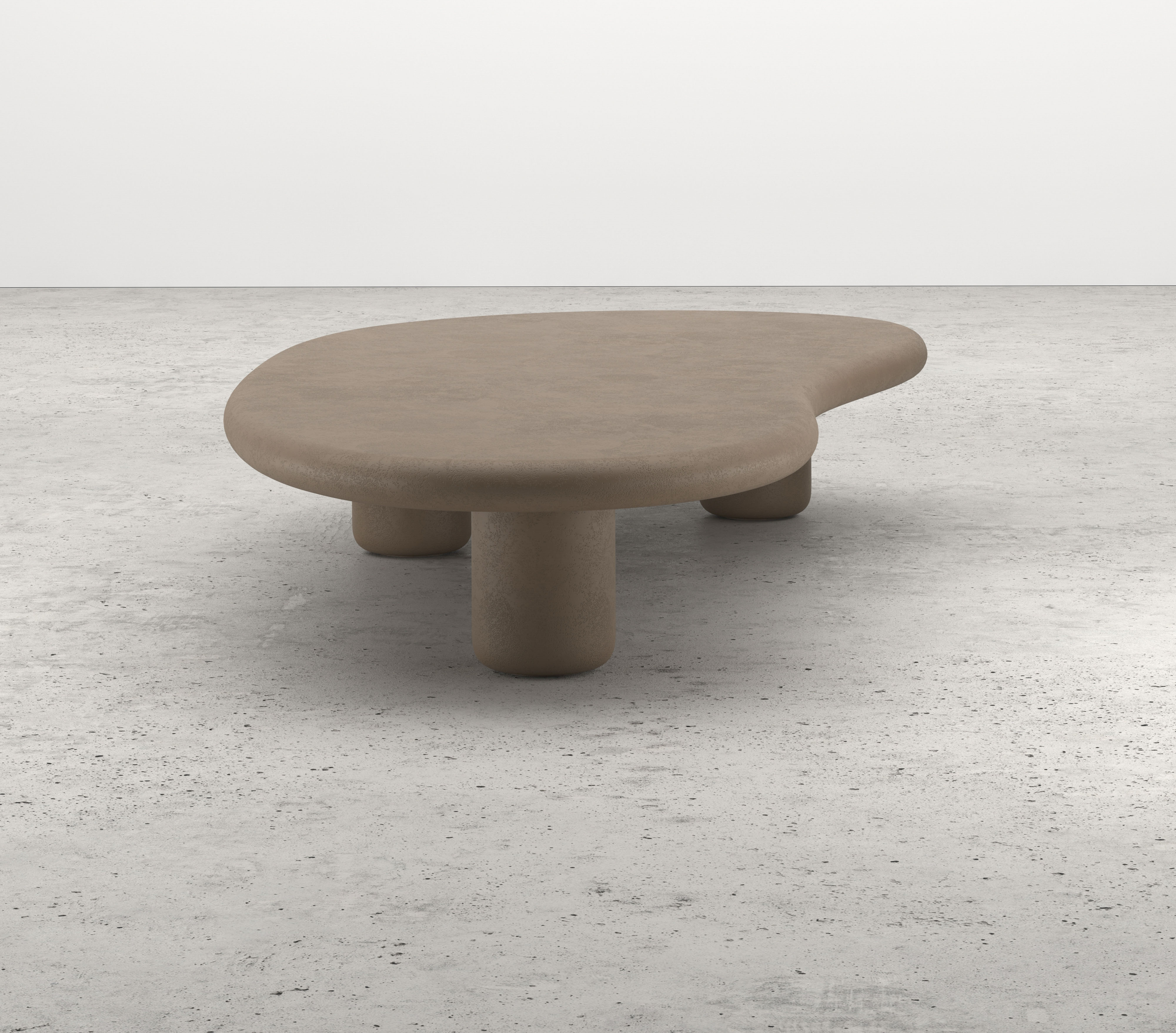Salontafel Artisano Small onderstel met blobvormig Artisano blad in Claylime kleur