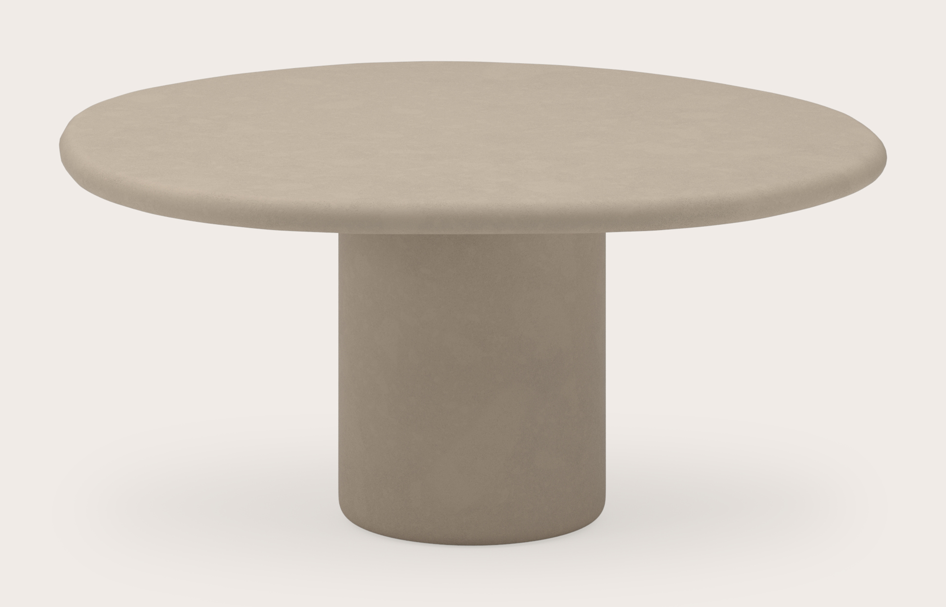 Eettafel low dining Artisano met pebblevormig blad in Claylime kleur Limestone 150 x 135 x 76 cm