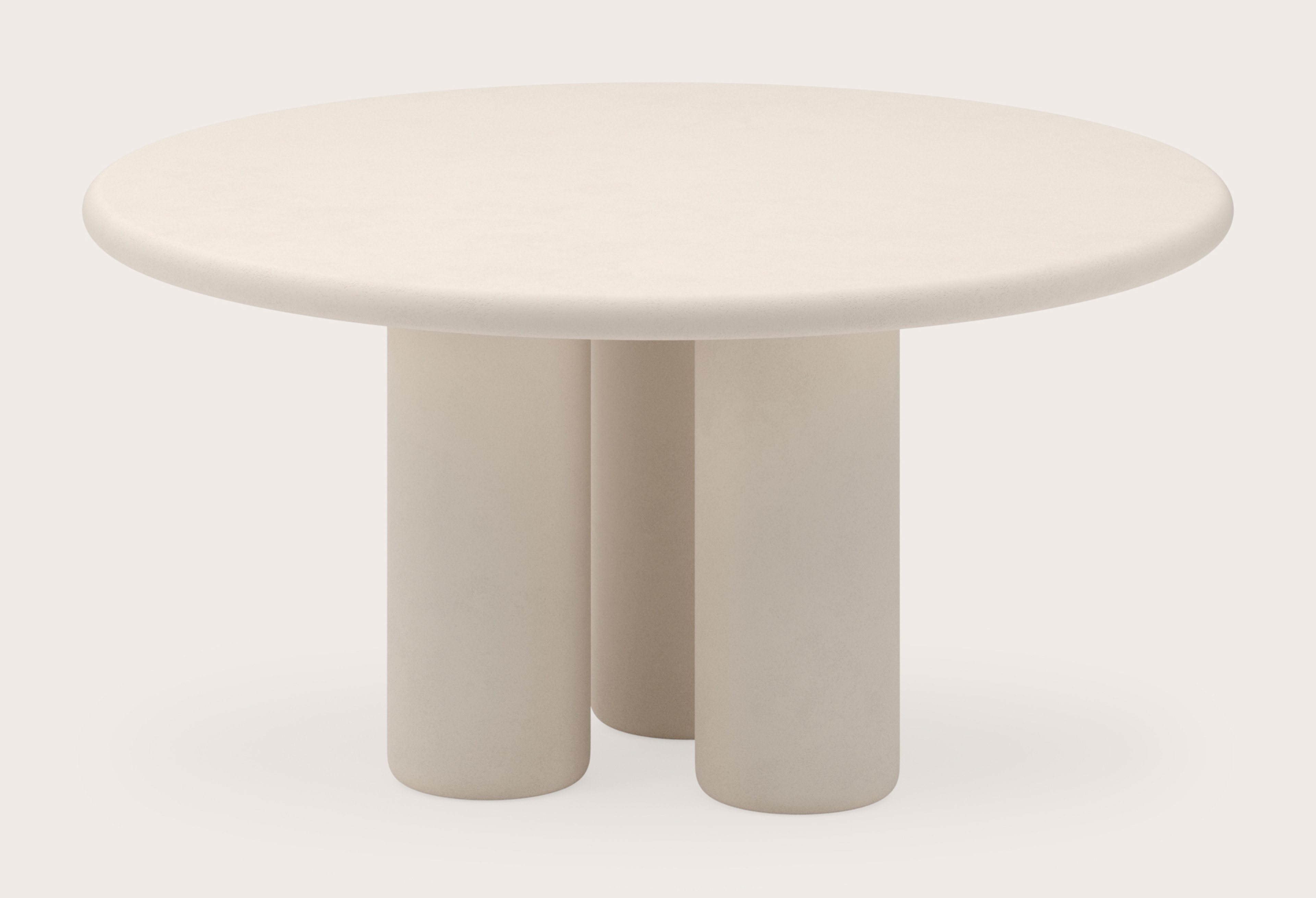 Table de salle à manger Artisano avec plateau Artisano rond en Claylime couleur Eggshell