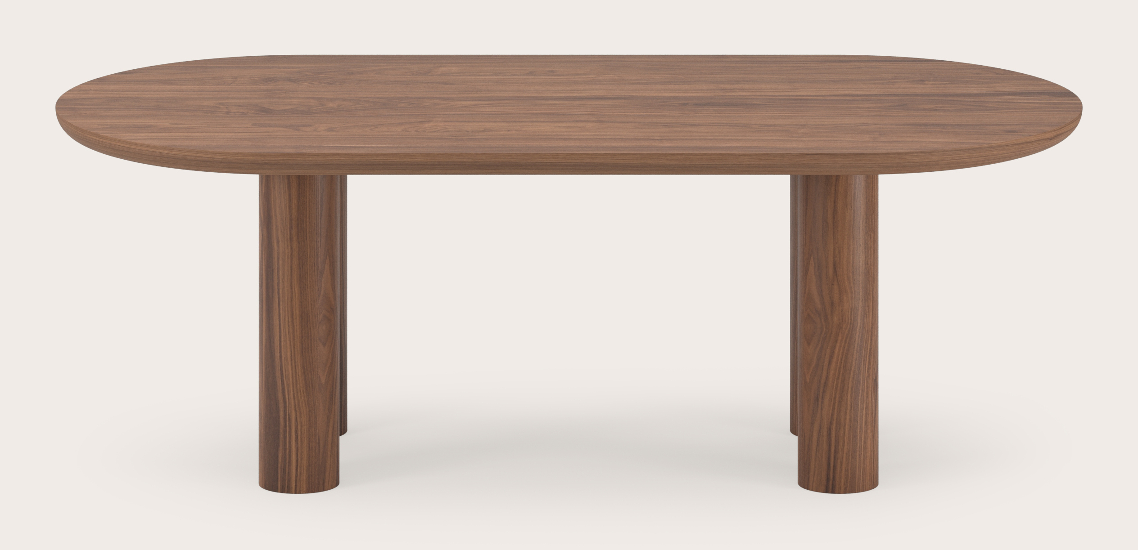 Eettafel Amato Rondo onderstel met plat ovaal Amato blad in walnoot  220 x 105 x 76 cm