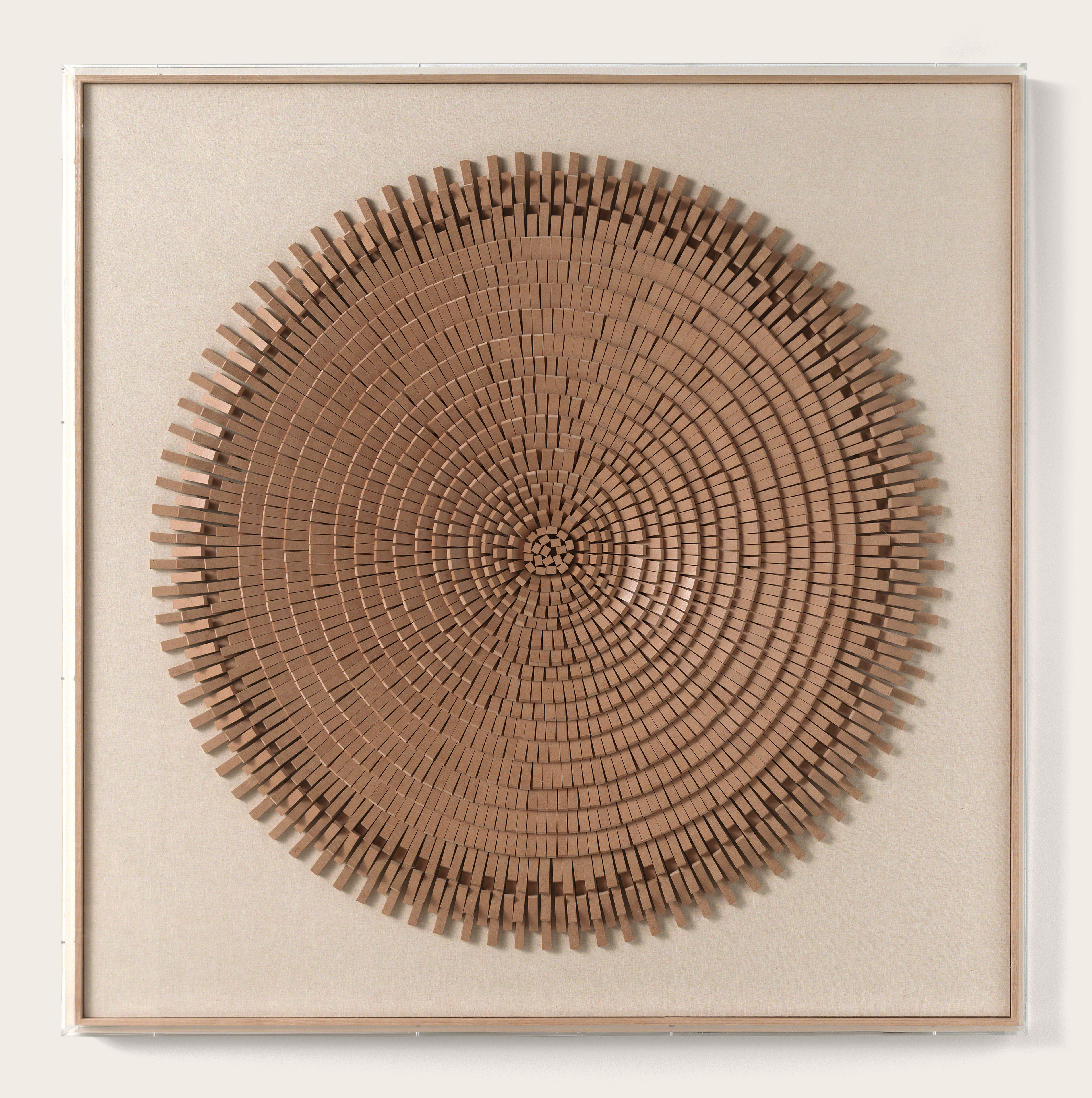 ZEN wand decoratie met houten stukjes cirkel 120x120cm